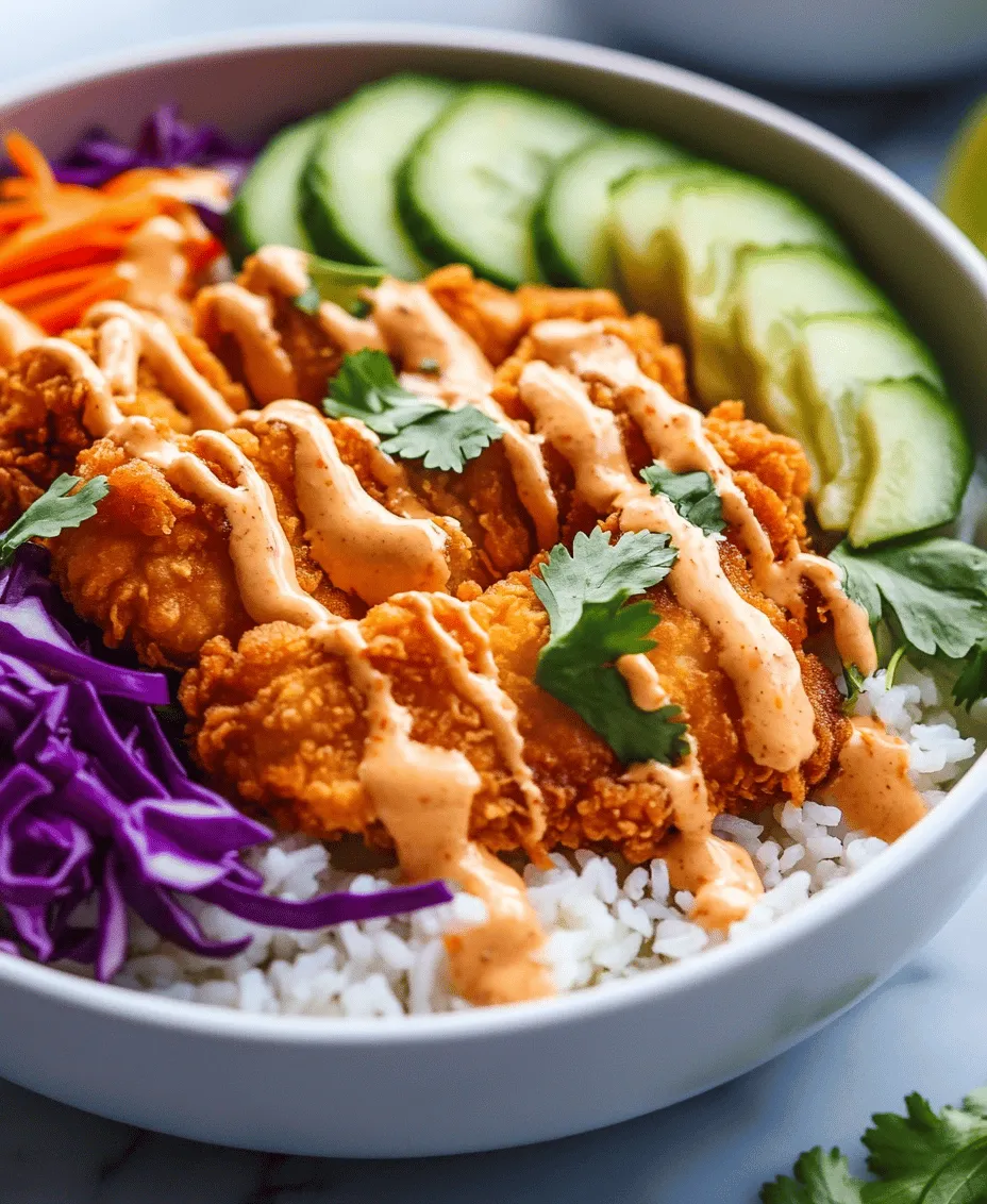 In today's culinary landscape, vibrant and flavor-packed meals have taken center stage. Among these delightful dishes, <strong>Bang Bang Chicken Bowls</strong> stand out as a perfect fusion of textures and tastes that excite the palate. This dish features crispy chicken complemented by a creamy and spicy sauce, fresh vegetables, and a wholesome base of jasmine rice or quinoa. As we dive into this article, you’ll discover how to recreate this irresistible meal at home while exploring its cultural origins and the essential ingredients that make it so special.” /></p>
</p>
<h3>Detailed Instructions for Marination</h3>
</p>
<p>Marination is a crucial step in creating flavorful Bang Bang Chicken Bowls. The marination process allows the chicken to absorb the spices and flavors, creating a tender and juicy result.</p>
</p>
<p>1. <strong>Prepare the Marinade</strong>: In a mixing bowl, combine the following ingredients:</p>
<p>– 1 cup buttermilk or Greek yogurt</p>
<p>– 2 tablespoons soy sauce</p>
<p>– 1 tablespoon garlic powder</p>
<p>– 1 tablespoon onion powder</p>
<p>– 1 teaspoon paprika</p>
<p>– 1 teaspoon black pepper</p>
<p>– 1 teaspoon salt</p>
<p>– 1 tablespoon lime juice</p>
<p>– Optional: 1 teaspoon cayenne pepper for added heat</p>
</p>
<p>2. <strong>Marinate the Chicken</strong>: Place the chicken pieces (preferably boneless, skinless chicken thighs or breasts) into the marinade, ensuring each piece is well-coated. Cover the bowl with plastic wrap or transfer the chicken to a resealable plastic bag, squeezing out excess air.</p>
</p>
<p>3. <strong>Marinating Time</strong>:</p>
<p>– <strong>Overnight Marination</strong>: For the best flavor, marinate the chicken overnight in the refrigerator. This allows the spices to penetrate the meat thoroughly, resulting in a more flavorful and tender chicken.</p>
<p>– <strong>Quick Soak</strong>: If you’re short on time, marinate the chicken for at least 30 minutes to an hour. While this won’t yield the same depth of flavor as an overnight soak, it will still enhance the chicken’s taste significantly.</p>
</p>
<h3>Crafting the Perfect Bang Bang Sauce</h3>
</p>
<p>The Bang Bang Sauce is the star component of this dish, delivering a creamy, spicy kick that elevates the chicken and complements the other ingredients.</p>
</p>
<p>1. <strong>Mixing the Sauce</strong>: In a medium bowl, combine the following ingredients:</p>
<p>– 1/2 cup mayonnaise</p>
<p>– 1/4 cup sweet chili sauce</p>
<p>– 1 tablespoon sriracha (adjust based on your spice preference)</p>
<p>– 1 teaspoon lime juice</p>
<p>– Optional: 1 teaspoon honey for extra sweetness</p>
</p>
<p>2. <strong>Blend the Flavors</strong>: Whisk all the ingredients together until smooth. Taste the sauce and adjust the flavors as needed. If you prefer a spicier sauce, add more sriracha. To thicken it, consider adding more mayonnaise.</p>
</p>
<p>3. <strong>Consistency Adjustments</strong>: If you want a thinner sauce for drizzling, add a little water or more lime juice. For a thicker sauce, increase the mayonnaise or sweet chili sauce.</p>
</p>
<h3>Coating and Frying the Chicken</h3>
</p>
<p>Achieving a perfect, crispy coating on the chicken is essential for the ultimate Bang Bang Chicken Bowls.</p>
</p>
<p>1. <strong>Coating the Chicken</strong>: After marinating, remove the chicken from the marinade and allow any excess to drip off. In a shallow dish, prepare a coating mixture:</p>
<p>– 1 cup all-purpose flour</p>
<p>– 1/2 cup cornstarch</p>
<p>– 1 teaspoon salt</p>
<p>– 1 teaspoon black pepper</p>
<p>– 1 teaspoon garlic powder</p>
<p>– Optional: 1 teaspoon paprika for added flavor and color</p>
</p>
<p>2. <strong>Dredging</strong>: Coat each piece of chicken in the flour mixture, shaking off any excess. This step is crucial for achieving that signature crunch.</p>
</p>
<p>3. <strong>Frying the Chicken</strong>:</p>
<p>– <strong>Oil Selection</strong>: Use a high smoke point oil like vegetable oil, canola oil, or peanut oil for frying.</p>
<p>– <strong>Frying Method</strong>: In a large skillet or deep fryer, heat about 1 inch of oil over medium-high heat until it reaches 350°F (175°C). Carefully place the coated chicken pieces in the hot oil, ensuring not to overcrowd the pan.</p>
<p>– <strong>Cooking Time</strong>: Fry the chicken for about 4-6 minutes per side, or until golden brown and cooked through (internal temperature should reach 165°F or 74°C). Remove the chicken and place it on a paper towel-lined plate to drain excess oil.</p>
</p>
<h3>Assembling the Bang Bang Chicken Bowls</h3>
</p>
<p>The presentation of your Bang Bang Chicken Bowls can enhance the eating experience and make the dish visually appealing.</p>
</p>
<p>1. <strong>Layering the Ingredients</strong>: Start with a base of cooked rice (white, brown, or cauliflower rice).</p>
<p>2. <strong>Adding the Chicken</strong>: Slice the fried chicken into strips and arrange them on top of the rice.</p>
<p>3. <strong>Toppings</strong>: Add a variety of colorful vegetables such as shredded carrots, sliced cucumbers, and bell peppers.</p>
<p>4. <strong>Drizzling the Sauce</strong>: Generously drizzle the Bang Bang Sauce over the chicken and vegetables.</p>
<p>5. <strong>Garnishing</strong>: For added flavor and presentation, sprinkle chopped green onions or cilantro, sesame seeds, and a squeeze of lime over the top.</p>
</p>
<h3>Nutritional Overview</h3>
</p>
<p>Assessing the health benefits of Bang Bang Chicken Bowls involves understanding the macronutrients and the role of whole ingredients in a balanced meal.</p>
</p>
<p><strong>Macronutrient Breakdown</strong>: A standard serving of Bang Bang Chicken Bowls contains approximately:</p>
<p>– Calories: 600-700 kcal</p>
<p>– Protein: 30-35 grams</p>
<p>– Carbohydrates: 50-60 grams</p>
<p>– Fats: 30-40 grams</p>
</p>
<p><strong>Whole Ingredients</strong>: The use of whole ingredients such as chicken, vegetables, and brown rice contributes to a balanced meal. Chicken provides high-quality protein essential for muscle repair and growth, while vegetables offer vitamins, minerals, and fiber. The use of healthy fats from the sauce and cooking oil also supports satiety and nutrient absorption.</p>
</p>
<p><strong>Health Benefits</strong>: The addition of fresh vegetables boosts the nutritional profile, providing antioxidants and promoting overall health. This dish can easily be customized to meet dietary preferences, such as using gluten-free flour or swapping out the sauce for a lighter version.</p>
</p>
<h3>Flavor Profile and Serving Suggestions</h3>
</p>
<p>Exploring the flavor dynamics of Bang Bang Chicken Bowls allows for a deeper appreciation of its components.</p>
</p>
<p><strong>Balancing Flavors</strong>: The combination of spicy, sweet, and creamy elements in the sauce complements the savory, crispy chicken perfectly. The freshness of the vegetables adds a crunchy texture and a refreshing contrast to the richness of the sauce.</p>
</p>
<p><strong>Customization Options</strong>: Feel free to modify the bowls based on personal preferences. For those who enjoy a milder flavor, reducing the amount of sriracha in the sauce or opting for a sweeter sauce can create a more balanced dish. Alternatively, add extra chili flakes or jalapeños for an intensified spice kick.</p>
</p>
<h3>Pairing Ideas for a Complete Meal Experience</h3>
</p>
<p>To enhance your Bang Bang Chicken Bowls, consider pairing them with complementary side dishes and beverages.</p>
</p>
<p><strong>Suggested Side Dishes</strong>:</p>
<p>1. <strong>Asian Slaw</strong>: A crunchy slaw made with cabbage, carrots, and a sesame dressing complements the flavors of the bowls.</p>
<p>2. <strong>Steamed Edamame</strong>: Lightly salted edamame adds a healthy protein boost that pairs well with the main dish.</p>
<p>3. <strong>Miso Soup</strong>: A warm bowl of miso soup provides a comforting contrast to the crispy chicken.</p>
</p>
<p><strong>Beverage Pairings</strong>:</p>
<p>1. <strong>Iced Green Tea</strong>: This refreshing drink balances the richness of the meal and adds antioxidants.</p>
<p>2. <strong>Sparkling Water</strong>: Flavored sparkling water can cleanse the palate while keeping the meal light.</p>
<p>3. <strong>Light Beer or Sake</strong>: For those who enjoy alcoholic beverages, a light beer or sake can enhance the meal’s flavors without overpowering them.</p>
</p>
<h3>Conclusion</h3>
</p>
<p>Bang Bang Chicken Bowls offer a harmonious blend of flavors and textures that make for a satisfying meal any day of the week. This recipe not only highlights the importance of fresh, wholesome ingredients but also encourages creativity in the kitchen. By following these detailed instructions, tips, and suggestions, you can confidently recreate this dish and enjoy a delicious, homemade culinary experience that delights the senses. The versatility of the recipe allows for endless customization, ensuring that each bowl can be tailored to suit individual preferences while still delivering that irresistible Bang Bang flavor.</p>
<div id=