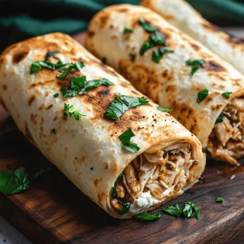 Cheesy Garlic Chicken Wraps bring together a delightful medley of textures and flavors that are hard to resist. The tender, shredded chicken provides a hearty base, while the creamy cheeses create a luscious mouthfeel that contrasts beautifully with the slight crunch of the tortilla. Garlic, a beloved ingredient in countless cuisines, infuses the wraps with its distinctive, robust flavor, enhancing the overall dining experience.