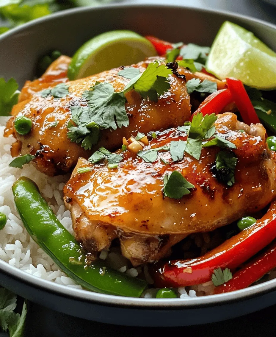 Thai cuisine is renowned for its vibrant flavors and intricate balance between sweet, spicy, and savory elements. With its origins deeply rooted in cultural traditions and local ingredients, Thai food has captured the hearts and palates of food lovers worldwide. One of the standout dishes that exemplifies this harmonious blend is <strong>Sweet and Spicy Thai Chicken</strong>. This recipe offers a tantalizing combination of flavors that can elevate any meal, whether it’s a quick weeknight dinner or a well-planned gathering with friends and family.” /></p>
</p>
<h3>Importance of Timing When Adding Garlic and Ginger</h3>
</p>
<p>In the realm of Thai cuisine, the timing of adding aromatics like garlic and ginger can make a significant difference in the overall flavor profile of your dish. These ingredients are known for their bold flavors, but they can easily become bitter if overcooked. To maximize their potential, it’s essential to add them at the right moment during the cooking process.</p>
</p>
<p>When preparing your Sweet and Spicy Thai Chicken, wait until the chicken is almost cooked through before introducing the minced garlic and ginger. This timing allows the chicken to develop a nice sear and ensures that the garlic and ginger will infuse their fragrant oils into the dish without burning. Typically, this means adding them during the last few minutes of cooking. Stir them into the pan quickly to release their aroma, then immediately follow with your sauces. This method not only enhances the flavor but also preserves the vibrant color of your dish, making it visually appealing.</p>
</p>
<h3>Methods for Stir-Frying Vegetables</h3>
</p>
<p>Stir-frying is a cornerstone technique in Thai cooking, and it’s crucial for retaining the crispness and nutrients of your vegetables. Here are some tips to perfect your stir-frying technique while making Sweet and Spicy Thai Chicken:</p>
</p>
<p>1. <strong>Preheat Your Pan</strong>: Start with a hot wok or skillet. A properly heated pan will allow for quick cooking and prevent your vegetables from steaming.</p>
</p>
<p>2. <strong>Use High Smoke Point Oils</strong>: Oils such as peanut, grapeseed, or canola are ideal for stir-frying because they can withstand high temperatures without burning.</p>
</p>
<p>3. <strong>Cut Uniformly</strong>: Ensure all vegetables are cut into similar sizes. This allows for even cooking and helps maintain a consistent texture.</p>
</p>
<p>4. <strong>Cook in Batches</strong>: If you’re using a lot of vegetables, cook them in batches to avoid overcrowding the pan, which can lead to steaming rather than sautéing.</p>
</p>
<p>5. <strong>Quick Movement</strong>: Stir the vegetables constantly to prevent them from sitting too long in one spot, which can cause burning. This fast movement will keep them crisp and vibrant.</p>
</p>
<p>6. <strong>Add Liquids Wisely</strong>: If your recipe calls for adding a sauce, do it towards the end of the cooking process. This will prevent the vegetables from becoming soggy and ensure they retain their crunch.</p>
</p>
<h3>Tips for Glazing the Dish</h3>
</p>
<p>Glazing your Sweet and Spicy Thai Chicken is crucial for enhancing flavor and achieving that glossy finish that makes dishes visually appealing. Here are some effective tips for glazing:</p>
</p>
<p>1. <strong>Combine Ingredients</strong>: Use a mixture of soy sauce, fish sauce, and sugar or honey for a balanced glaze. The sugar will caramelize, providing a beautiful sheen to your dish.</p>
</p>
<p>2. <strong>Reduce the Sauce</strong>: After adding your sauces, allow them to simmer and reduce slightly. This will concentrate the flavors and create a thicker glaze that sticks to the chicken and vegetables.</p>
</p>
<p>3. <strong>Tossing Technique</strong>: When glazing, use a spatula to toss the chicken and vegetables gently, ensuring that each piece is coated evenly. This not only enhances flavor but also improves the dish’s overall texture.</p>
</p>
<p>4. <strong>Finish with Fresh Ingredients</strong>: For a burst of freshness, consider adding a splash of lime juice or a sprinkle of fresh herbs right before serving. This brightens the entire dish and complements the sweet and spicy notes beautifully.</p>
</p>
<h3>Serving Suggestions and Pairings</h3>
</p>
<p>When it comes to serving your Sweet and Spicy Thai Chicken, presentation and complementary flavors play a vital role in enhancing the dining experience.</p>
</p>
<p>1. <strong>Serve Over Jasmine Rice</strong>: Jasmine rice is the perfect base for this dish. Its fragrant aroma and slightly sticky texture complement the sweet and spicy flavors of the chicken beautifully. The rice absorbs the sauce, making every bite delicious.</p>
</p>
<p>2. <strong>Garnish with Fresh Cilantro and Lime Wedges</strong>: A sprinkle of fresh cilantro adds a pop of color and freshness that brightens the dish. Lime wedges not only enhance presentation but also provide a zesty kick that balances the sweetness of the glaze.</p>
</p>
<p>3. <strong>Complementary Side Dishes</strong>: To round out your meal, consider serving Sweet and Spicy Thai Chicken with a refreshing Thai cucumber salad. The crisp cucumbers and tangy dressing provide a nice contrast to the rich flavors of the chicken. Spring rolls can also be a delightful addition, offering a crunchy texture and additional flavor.</p>
</p>
<h3>Nutritional Information</h3>
</p>
<p>Understanding the nutritional benefits of your ingredients can enhance your cooking experience and help you make informed choices. Here’s a breakdown of the nutritional aspects of the Sweet and Spicy Thai Chicken:</p>
</p>
<p>– <strong>Protein Content</strong>: Chicken is an excellent source of lean protein, which is essential for muscle repair and overall health. A serving of chicken breast typically contains around 25 grams of protein.</p>
</p>
<p>– <strong>Fiber Rich Vegetables</strong>: The vegetables included in this dish, such as bell peppers and broccoli, are packed with fiber. Fiber aids digestion and contributes to a feeling of fullness, making your meal satisfying.</p>
</p>
<p>– <strong>Dietary Preferences</strong>: This recipe can easily be adapted for various dietary needs. For a gluten-free option, simply use gluten-free soy sauce or tamari. Additionally, feel free to substitute chicken with tofu or tempeh for a vegetarian or vegan version that still delivers protein and flavor.</p>
</p>
<h3>Conclusion</h3>
</p>
<p>The Sweet and Spicy Thai Chicken recipe offers a delightful balance of flavors and textures, making it an ideal choice for a quick yet satisfying meal. With its combination of tender chicken, vibrant vegetables, and a flavorful glaze, this dish captures the essence of Thai cuisine.</p>
</p>
<p>As you prepare this recipe, don’t hesitate to experiment with ingredient variations. Adjust the spice levels to your liking, add different vegetables, or even try incorporating some nuts for added crunch. The beauty of cooking lies in its flexibility, allowing you to create dishes that cater to your personal preferences and the tastes of those you share your meals with.</p>
</p>
<p>Cooking is not just about nourishment; it’s about the joy of creating and sharing with loved ones. The communal aspect of Thai dining emphasizes the importance of gathering around the table, enjoying food together, and making memories. So, gather your family or friends, serve up your Sweet and Spicy Thai Chicken, and relish the experience of sharing a delicious meal.</p>
<div id=