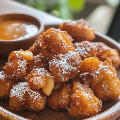 Apple Fritter Bites are a delightful twist on the classic apple fritter, capturing the beloved flavors of fresh apples enveloped in a light and fluffy batter. These bite-sized dessert morsels offer a comforting taste of fall, making them an ideal treat for a variety of occasions. Whether you're hosting a family gathering, throwing a festive get-together, or simply indulging in a cozy night at home, these little gems are sure to please.