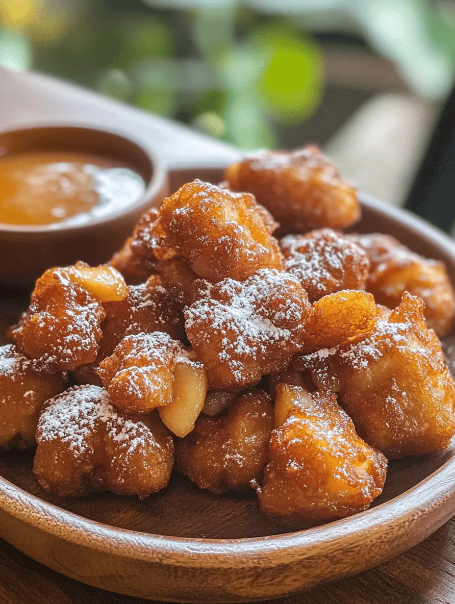 Apple Fritter Bites are a delightful twist on the classic apple fritter, capturing the beloved flavors of fresh apples enveloped in a light and fluffy batter. These bite-sized dessert morsels offer a comforting taste of fall, making them an ideal treat for a variety of occasions. Whether you're hosting a family gathering, throwing a festive get-together, or simply indulging in a cozy night at home, these little gems are sure to please.