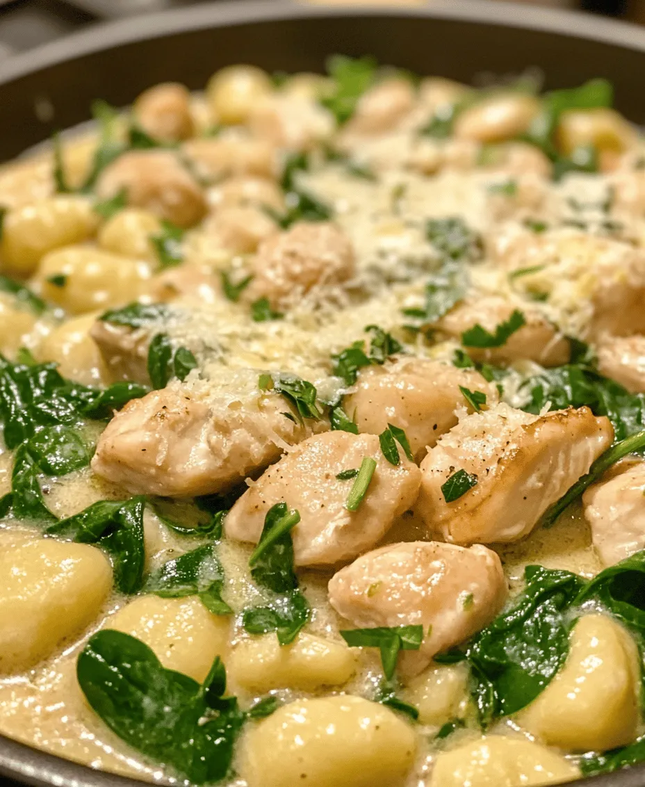 1. <strong>Preparation</strong>: Begin by preparing your ingredients. Cut the boneless, skinless chicken thighs into bite-sized pieces and season them generously with salt and pepper. This seasoning will enhance the chicken’s natural flavors and ensure a deliciously seasoned dish.” /></p>
</p>
<h3>Importance of Scraping Up Browned Bits for Added Depth</h3>
</p>
<p>One of the essential techniques when preparing the One-Pot Lemon Chicken Gnocchi Delight is the act of deglazing the pot. After searing your chicken thighs, you will notice small browned bits clinging to the bottom of your pot. These bits, often referred to as “fond,” are packed with flavor and play a crucial role in enhancing the depth of your dish.</p>
</p>
<p>To properly scrape up these delicious morsels, use a wooden spoon or spatula, and gently scrape the bottom of the pot while it’s still warm. As you add your broth to the pot, these flavorful bits will dissolve, creating a rich base for your sauce. This step not only intensifies the overall taste of your dish but also adds a layer of complexity that elevates your One-Pot Lemon Chicken Gnocchi Delight to gourmet levels.</p>
</p>
<h3>Combining Ingredients</h3>
</p>
<p>Once you have deglazed the pot, it’s time to combine your ingredients for the ultimate flavor infusion. Start by slowly pouring in the heavy cream and chicken broth, ensuring to stir consistently. This will help to meld the rich creaminess with the savory broth, creating a luscious sauce.</p>
</p>
<p>Next, add the freshly squeezed juice of a lemon. The acidity of the lemon juice is vital, as it balances the richness of the cream and complements the savory notes of the chicken. Make sure to taste as you go; you want the lemon to brighten the dish without overpowering it. If you want an extra punch of citrus, consider adding a teaspoon of lemon zest for an aromatic lift.</p>
</p>
<p>Once these elements are combined, your mixture should be smooth and fragrant, setting the stage for the gnocchi that will soon follow.</p>
</p>
<h3>Cooking the Gnocchi</h3>
</p>
<p>Cooking gnocchi can be a delicate process, and your goal is to achieve that perfect, pillowy texture without them becoming mushy. For this recipe, you have the convenience of cooking the gnocchi right in the sauce.</p>
</p>
<p>Once your sauce is simmering, gently add the gnocchi to the pot. Stir them in carefully, ensuring they are evenly coated and submerged in the sauce. Allow the gnocchi to cook for about 3 to 5 minutes, or until they float to the surface. This floating is an indicator that they are done.</p>
</p>
<p>To prevent overcooking, keep a close eye on them, and do not exceed the cooking time. If necessary, taste a piece to confirm it has the desired texture. The gnocchi should be tender yet slightly firm, giving you that satisfying bite.</p>
</p>
<h3>Finishing Touches</h3>
</p>
<p>With the gnocchi perfectly cooked, it’s time to incorporate the finishing touches that will bring your One-Pot Lemon Chicken Gnocchi Delight to life. Start by adding a generous handful of fresh spinach to the pot. The residual heat will wilt the spinach without compromising its vibrant color or nutritional benefits.</p>
</p>
<p>Next, sprinkle in freshly grated Parmesan cheese. This will melt beautifully into the sauce, enriching it with a creamy texture and a nutty flavor. Stir the mixture gently to combine, ensuring the cheese is evenly distributed throughout the dish.</p>
</p>
<p>As you finish up, take a moment to taste the mixture again. Adjust the seasoning with salt and pepper if necessary, allowing the flavors to shine through. Your One-Pot Lemon Chicken Gnocchi Delight is now ready to serve!</p>
</p>
<h3>Flavor Profile and Nutritional Benefits</h3>
</p>
<h4>Understanding the Dish’s Flavor Balance</h4>
</p>
<p>The One-Pot Lemon Chicken Gnocchi Delight is a culinary masterpiece that beautifully balances its flavors. The acidity of the lemon cuts through the richness of the cream and cheese, creating a harmonious blend that is both refreshing and satisfying. This balance is key to elevating the dish beyond mere comfort food to a delightful dining experience.</p>
</p>
<p>The ingredients also offer numerous health benefits, making this dish not only delicious but nutritious:</p>
</p>
<p>– <strong>Chicken Thighs</strong>: A great source of protein, chicken thighs are rich in essential nutrients like iron and zinc, vital for maintaining a healthy body. They also have a higher fat content than chicken breast, which contributes to their juicy texture and robust flavor.</p>
</p>
<p>– <strong>Spinach</strong>: This leafy green is packed with vitamins A, C, and K, along with antioxidants that support overall health. Adding spinach not only boosts the nutritional profile of your dish but also adds a beautiful pop of green color.</p>
</p>
<p>– <strong>Lemon</strong>: Known for its high vitamin C content, lemon is an excellent immune booster. It also aids digestion and adds a refreshing brightness to the dish, enhancing its overall appeal.</p>
</p>
<h3>Serving Suggestions and Pairings</h3>
</p>
<p>Enhancing Your Meal Experience</p>
</p>
<p>Your One-Pot Lemon Chicken Gnocchi Delight is a versatile dish that can be paired with various sides and beverages to create a complete dining experience. Here are some suggestions to elevate your meal:</p>
</p>
<p>– <strong>Suggested Side Dishes</strong>: Consider serving your gnocchi delight with a simple arugula salad dressed in olive oil and lemon juice. The peppery greens and citrus dressing will complement the richness of the main dish beautifully. Alternatively, roasted vegetables such as asparagus, carrots, or zucchini would add a delightful crunch and earthy flavor.</p>
</p>
<p>– <strong>Wine Pairings</strong>: To enhance the dining experience, pair your dish with a crisp white wine, such as a Sauvignon Blanc or a Pinot Grigio. These wines offer citrus notes that will echo the flavors of your dish, making each sip an extension of your meal.</p>
</p>
<p>– <strong>Creative Garnishing Ideas</strong>: A sprinkle of freshly chopped parsley or basil can add a touch of brightness and color to your dish, making it visually appealing. A few extra shavings of Parmesan on top can also enhance the presentation while providing an additional layer of flavor.</p>
</p>
<h3>Storing and Reheating Leftovers</h3>
</p>
<p>Maximizing Enjoyment of Your Meal</p>
</p>
<p>If you find yourself with leftovers of this delicious One-Pot Lemon Chicken Gnocchi Delight, you’ll want to store them properly to maintain both flavor and texture. Here’s how to do it:</p>
</p>
<p>– <strong>Storing Leftovers</strong>: Allow the dish to cool completely before transferring it to an airtight container. Store it in the refrigerator for up to three days. If you plan to keep it for longer, consider freezing it in a freezer-safe container. However, be mindful that the texture of the gnocchi might change slightly after freezing.</p>
</p>
<p>– <strong>Reheating Guidelines</strong>: When ready to enjoy your leftovers, reheat them gently to prevent the gnocchi from becoming mushy. You can do this on the stovetop over medium-low heat, adding a splash of broth or cream to loosen the sauce. Stir frequently until heated through. Alternatively, you can use the microwave, reheating in short bursts and stirring in between to ensure even warming.</p>
</p>
<p>– <strong>Creative Uses for Leftovers</strong>: Transform your leftovers into a new meal by using them as a filling for an omelet or a savory crepe. You can also serve them over a bed of fresh greens for a refreshing salad. The possibilities are endless!</p>
</p>
<h3>Conclusion: Embracing the Joy of Cooking</h3>
</p>
<p>The One-Pot Lemon Chicken Gnocchi Delight is more than just a recipe; it’s an experience that brings comfort and joy to the table. With its simple preparation and rich flavors, it promises to become a staple in your meal rotation. By embracing the art of one-pot cooking, you not only save time but also create delicious memories with family and friends.</p>
</p>
<p>This dish serves as a reminder that satisfying and wholesome meals can be achieved without a complicated process, allowing you to savor every delightful bite. Whether you’re cooking for a special occasion or a casual weeknight dinner, this recipe showcases the beauty of homemade meals that are both nourishing and enjoyable. So gather your loved ones, serve up this delightful dish, and relish in the joy of good food and great company.</p>
<div id=