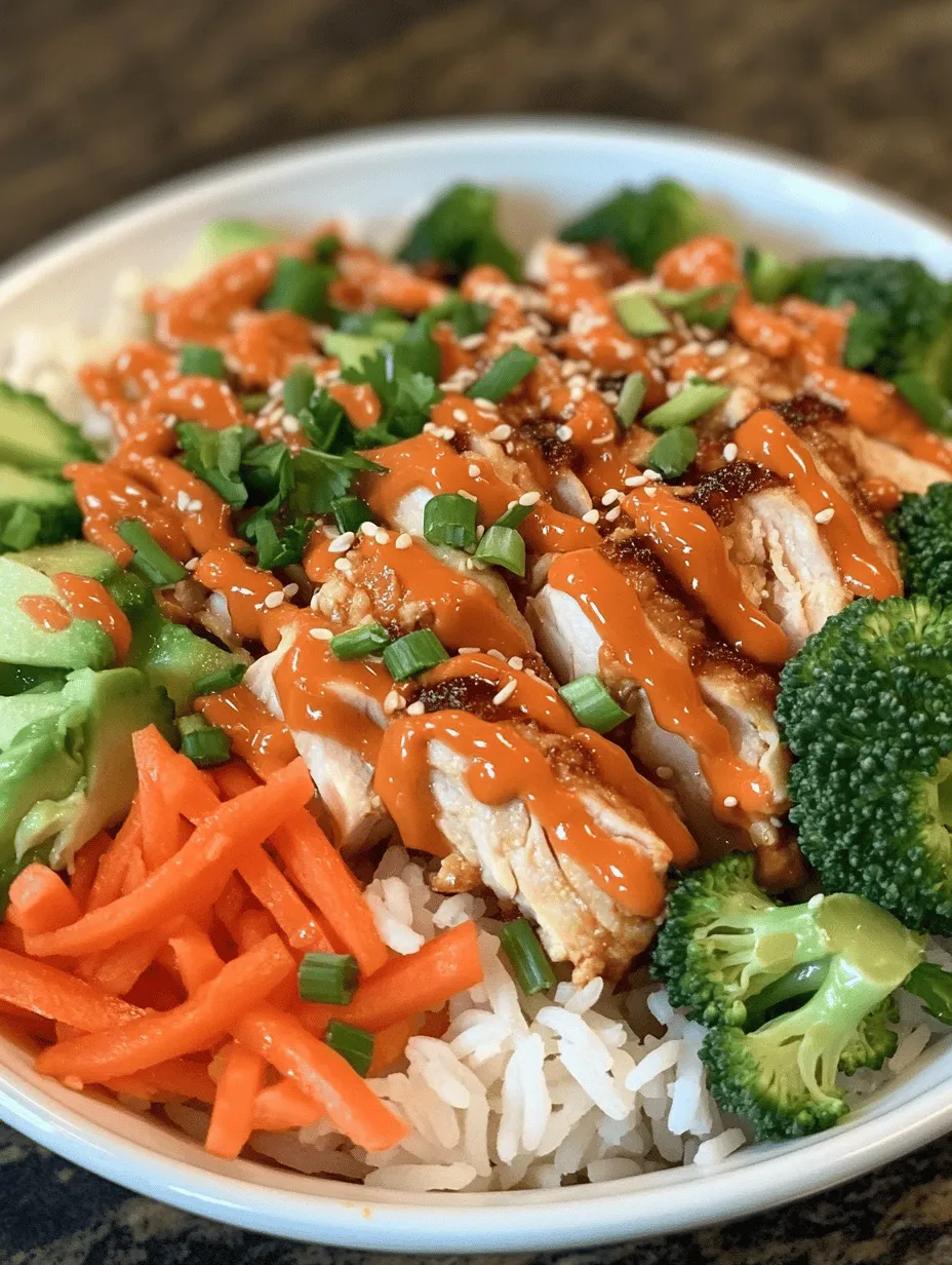 Welcome to the delightful world of the Bang Bang Chicken Bowl, a dish that masterfully combines vibrant flavors, striking visuals, and wholesome ingredients. This irresistible bowl features juicy chicken, colorful vegetables, and aromatic jasmine rice, all brought together by a creamy, spicy sauce that ignites your taste buds. With its perfect balance of protein, vegetables, and carbohydrates, the Bang Bang Chicken Bowl stands out not only for its flavor but also for its health-conscious appeal, making it an excellent choice for anyone looking to enjoy a delicious yet nutritious meal.