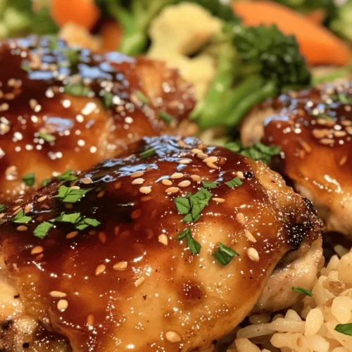 Welcome to the delicious world of one-pan cooking, where convenience meets flavor! Today, we’re diving into a recipe that perfectly embodies this philosophy: One-Pan Honey BBQ Chicken Rice. This dish is not only a feast for the senses but also a savior for busy weeknights when time is of the essence and cleanup needs to be minimal. Imagine succulent chicken thighs glazed in a sticky honey BBQ sauce, served over fluffy rice and vibrant vegetables—all cooked in a single pan. It’s a harmonious blend of sweet and smoky flavors that’ll leave your taste buds dancing and your family asking for seconds.