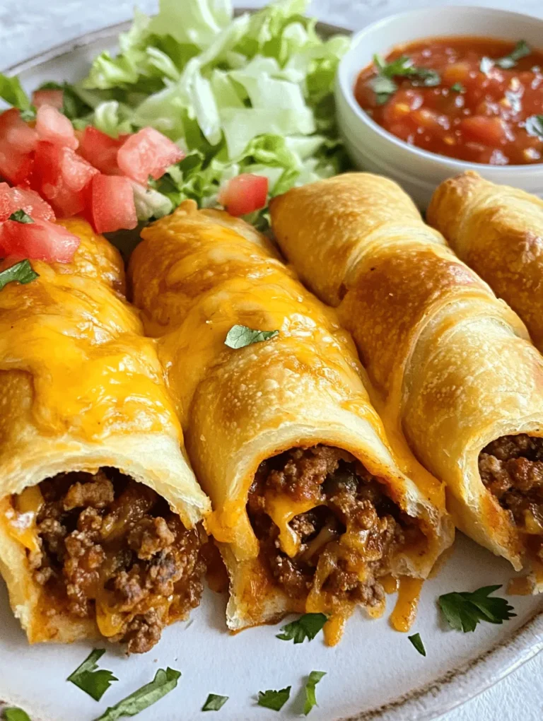 Cheesy Taco Sticks are a delightful fusion of classic taco flavors wrapped in flaky crescent dough, making them a perfect treat for gatherings, family dinners, or simply as satisfying snacks. This recipe uniquely combines the savory goodness of tacos with the convenience of handheld snacks, appealing to both kids and adults alike. Imagine the essence of a taco—seasoned meat, melted cheese, and zesty toppings—encased in a golden, crispy shell that’s easy to hold and eat.