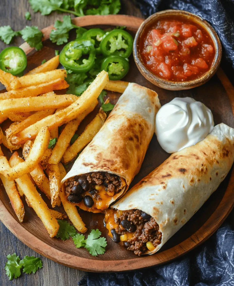 When it comes to comfort food, few dishes can compete with the indulgent satisfaction of Cheesy Beef Burritos paired with Crispy Fries. This delightful combination is not just a meal; it's an experience that transcends the ordinary, making it an ideal choice for family dinners, gatherings with friends, or a cozy night in at home. The allure of a warm, cheesy burrito filled with savory beef, beans, and corn, complemented by perfectly crispy fries, creates a flavor explosion that is hard to resist.
