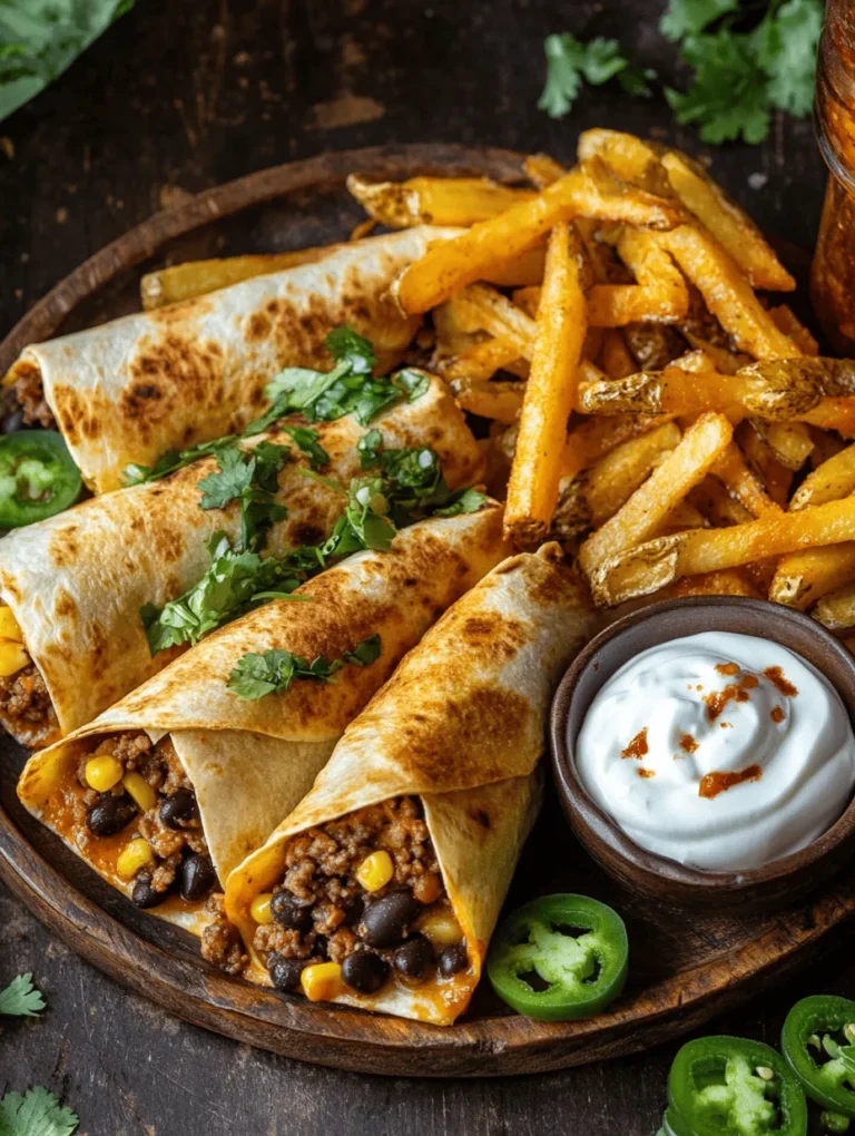 When it comes to comfort food, few dishes can compete with the indulgent satisfaction of Cheesy Beef Burritos paired with Crispy Fries. This delightful combination is not just a meal; it's an experience that transcends the ordinary, making it an ideal choice for family dinners, gatherings with friends, or a cozy night in at home. The allure of a warm, cheesy burrito filled with savory beef, beans, and corn, complemented by perfectly crispy fries, creates a flavor explosion that is hard to resist.