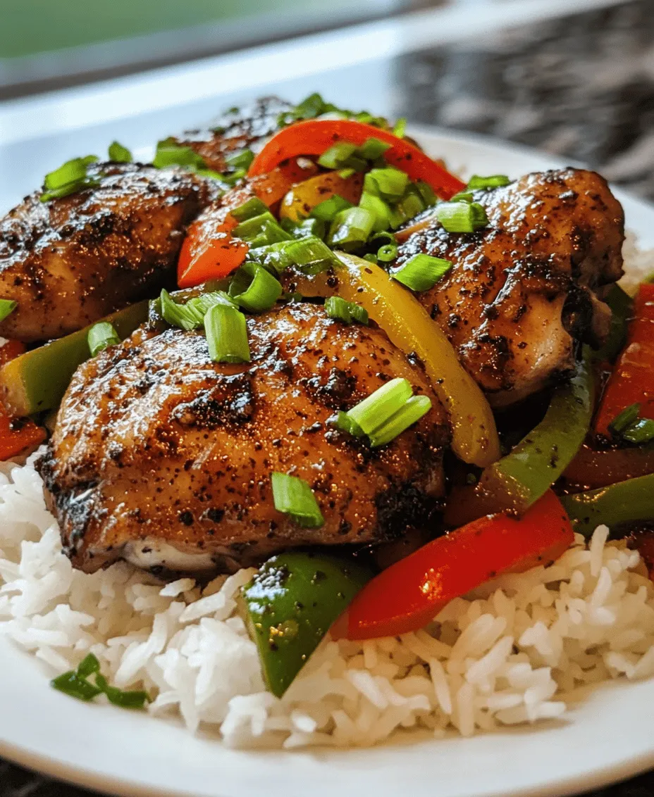 When it comes to Asian cuisine, few dishes can rival the bold and enticing flavors of <strong>Spicy Black Pepper Chicken</strong>. This dish is a true celebration of spice, aroma, and texture that is sure to satisfy both your palate and your hunger. Combining juicy pieces of chicken with a robust blend of spices, this stir-fry dish delivers an unforgettable experience for spice lovers and culinary adventurers alike.” /></p>
</p>
<h3>Cooking the Chicken to Perfection</h3>
</p>
<p>To create a mouthwatering Spicy Black Pepper Chicken, achieving the perfect sear is essential. Start by selecting high-quality chicken thighs or breasts, as they provide the best flavor and moisture content. While preheating your skillet, add a tablespoon of vegetable oil to ensure that the chicken sears beautifully.</p>
</p>
<p><strong>Achieving the Perfect Sear</strong>: Once your pan is hot, place the chicken pieces skin-side down (if using skin-on chicken) or simply lay them flat in the pan. The sound of sizzling is a good indication that you’ve got the right temperature. Avoid the temptation to move the chicken around too much; let it sit for about 5-7 minutes to develop a golden-brown crust. This browning process not only enhances the flavor through the Maillard reaction but also creates a beautiful texture.</p>
</p>
<p><strong>Importance of Not Overcrowding the Pan</strong>: It’s crucial not to overcrowd the pan, as this can cause the chicken to steam rather than sear. If you have a lot of chicken to cook, work in batches. This will allow each piece to brown evenly and maintain its juiciness. If you notice that the chicken is sticking to the pan, it may not be ready to flip yet. After achieving a nice sear, flip the chicken and cook for an additional 5-7 minutes, or until the internal temperature reaches 165°F (75°C).</p>
</p>
<p><strong>Techniques for Ensuring the Chicken Remains Juicy</strong>: To keep the chicken juicy, consider brining it in a simple solution of water and salt for about 30 minutes before cooking. This process helps the meat retain moisture during cooking. Additionally, once the chicken is cooked, allow it to rest for at least 5 minutes before slicing. This resting period allows the juices to redistribute throughout the meat, ensuring each bite is tender and flavorful.</p>
</p>
<p><strong>Tips on Temperature Control and Cooking Methods</strong>: If you’re using a thicker cut of chicken, you can finish cooking it in the oven. Preheat your oven to 375°F (190°C) after searing the chicken, then transfer the skillet to the oven for an additional 10-15 minutes. This dual cooking method helps to lock in flavor while preventing dryness.</p>
</p>
<h3>Incorporating Vegetables for Texture and Nutrition</h3>
</p>
<p>Adding bell peppers not only enhances the dish’s visual appeal but also contributes significantly to its flavor and nutritional profile. Bell peppers provide a sweet crunch that complements the spicy black pepper sauce beautifully. Rich in vitamins A and C, they can boost your immune system and provide antioxidants.</p>
</p>
<p><strong>Benefits of Adding Bell Peppers</strong>: When added to the skillet after the chicken has been seared, bell peppers should be cooked just until they are tender-crisp—about 3-4 minutes. This short cooking time preserves their vibrant color and nutritional value. You can choose a mix of colors: red, yellow, and green bell peppers not only add a pop of color but also a variety of flavors and textures to your dish.</p>
</p>
<p><strong>Discussing Color and Texture in Dishes</strong>: The bright colors of the bell peppers create a visually appealing contrast against the dark, spicy chicken. The combination of textures—from the juicy chicken to the crunchy peppers—keeps every bite interesting. Using a variety of vegetables can also introduce different flavors. Consider adding snap peas or broccoli for added crunch and nutrients.</p>
</p>
<p><strong>Enhancing Visual Appeal and Nutrition</strong>: Incorporating colorful vegetables in your dish is not just about aesthetics; it significantly boosts the overall nutritional value. The vibrant colors usually indicate a higher concentration of vitamins and minerals, making your meal not only more appetizing but also healthier.</p>
</p>
<h3>Final Seasoning and Presentation</h3>
</p>
<p>The final touches to your Spicy Black Pepper Chicken will elevate the dish from good to unforgettable. Seasoning towards the end of the cooking process is critical. As the chicken and vegetables finish cooking, sprinkle freshly ground black pepper and a drizzle of sesame oil over the top. The fresh black pepper enhances the dish’s signature kick, while the sesame oil adds a nutty flavor that rounds out the overall taste.</p>
</p>
<p><strong>Importance of Seasoning at the End</strong>: Finishing with fresh spices allows for a more vibrant flavor profile. If you add black pepper too early in the cooking process, it can lose its potency due to heat exposure. By waiting until the end, you ensure that the pepper retains its bold flavor.</p>
</p>
<p><strong>Presentation Tips for Serving</strong>: For an inviting presentation, serve the Spicy Black Pepper Chicken on a large platter or individual plates. Arrange it attractively with the sautéed bell peppers artfully placed around the chicken. A sprinkle of sliced green onions on top adds a fresh touch, enhancing color and flavor.</p>
</p>
<p><strong>Garnishing and Serving Suggestions</strong>: Consider serving the dish alongside a steaming bowl of jasmine rice or a bed of noodles. This not only absorbs the delicious sauce but also balances the spice of the chicken. A sprinkle of sesame seeds can also add a nice visual touch and extra crunch.</p>
</p>
<h3>Serving Suggestions and Pairings</h3>
</p>
<p>When it comes to serving Spicy Black Pepper Chicken, the options are plentiful. The dish pairs wonderfully with a variety of sides that can complement its bold flavors.</p>
</p>
<p><strong>Recommended Accompaniments</strong>: The classic pairing with this dish is white rice, which acts as a neutral base, absorbing the spicy sauce. For a more substantial meal, consider serving it with fried rice or noodles, which can add additional flavors and textures. A light salad with a citrus dressing can provide a refreshing contrast to the heat of the chicken.</p>
</p>
<p><strong>Ideal Side Dishes</strong>: For a complete meal, you might think about including stir-fried vegetables or a simple steamed vegetable medley. These sides not only add nutrition but also balance the richness of the chicken. Choose vegetables like bok choy, broccoli, or snap peas for a colorful and nutritious addition.</p>
</p>
<p><strong>Beverage Pairings</strong>: To complement the spice levels in the dish, consider pairing it with a chilled beverage. A light lager or a crisp white wine like Sauvignon Blanc can provide a refreshing contrast. For non-alcoholic options, iced tea or lemonade can balance the spice while enhancing your dining experience.</p>
</p>
<h3>Conclusion</h3>
</p>
<p>In summary, Spicy Black Pepper Chicken is a delightful dish that brings together bold flavors, vibrant colors, and satisfying textures. The key features of this recipe include achieving the perfect sear on the chicken, incorporating colorful vegetables for nutrition and visual appeal, and finishing with fresh seasonings that elevate the flavor profile.</p>
</p>
<p>Encouraging you to try this recipe can lead to a delicious and spicy meal option that’s perfect for any night of the week. The versatility of this dish makes it suitable for both casual family dinners and entertaining guests. By incorporating Spicy Black Pepper Chicken into your cooking repertoire, you can easily spice up your dinner routine and impress your loved ones with a meal that’s sure to be remembered.</p>
<div id=