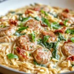 If you're searching for a quick, flavorful, and comforting meal that will please the whole family, look no further than the Creamy Chicken Sausage Orzo Skillet. This dish combines the hearty texture of orzo pasta with savory chicken sausage, vibrant spinach, and tangy sun-dried tomatoes. It’s a delightful symphony of flavors that come together in just one pan, making cleanup a breeze and allowing you more time to enjoy your meal.