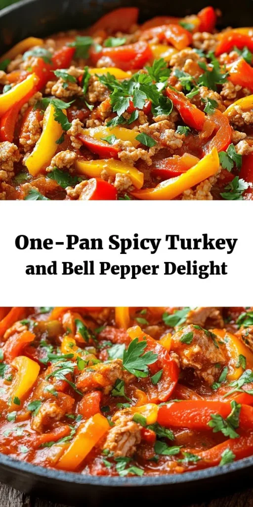 Looking for a delicious and easy weeknight dinner? Try this Spicy Turkey and Bell Pepper Skillet! In just 30 minutes, you'll have a flavorful dish packed with ground turkey, bell peppers, spices, and tomatoes. It's perfect on its own or served over rice or quinoa for a complete meal. With simple ingredients and a one-pan approach, this recipe is a win for busy cooks. Don't forget to garnish with fresh herbs for an extra touch!