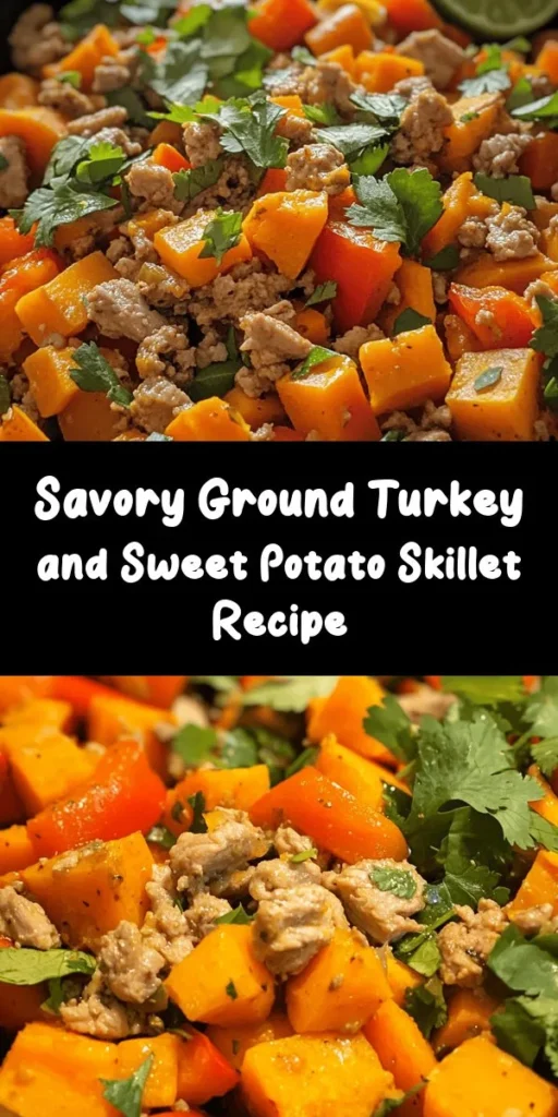Whip up a delicious and healthy meal with this Savory Ground Turkey Sweet Potato Skillet! Packed with protein and nutrients, this one-pan recipe combines ground turkey, tender sweet potatoes, colorful bell peppers, and sweet corn, all seasoned to perfection with smoked paprika and cumin. Ready in just 30 minutes, this dish is perfect for busy weeknights. Garnish with fresh herbs and serve with lime for a burst of flavor! Enjoy a wholesome dinner the whole family will love.