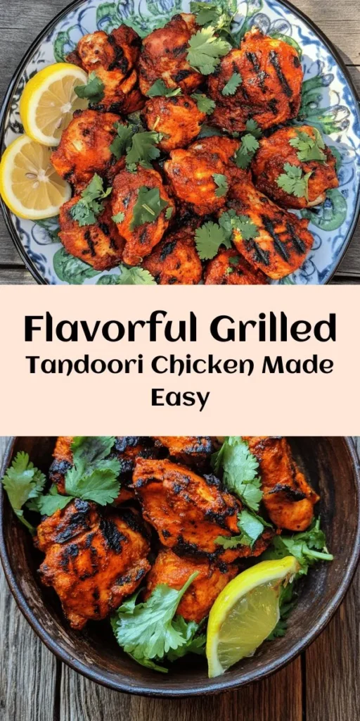 Transform your summer BBQ with this mouthwatering Grilled Tandoori Chicken recipe! With just a handful of ingredients like Greek yogurt, tandoori masala, and fresh garlic, you’ll create a flavorful marinade that soaks into luscious chicken thighs. Grill them to perfection for a juicy, charred finish that’s bursting with flavor. Serve with fresh cilantro and zesty lemon wedges for an unforgettable meal. Perfect for gatherings or a weeknight dinner!