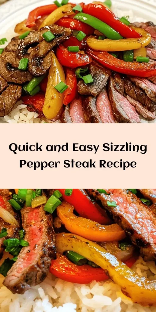 Get ready to indulge in a mouthwatering Sizzling Pepper Steak with Onions! This simple yet flavorful dish features thinly sliced flank steak marinated in soy and oyster sauce, stir-fried to perfection with vibrant bell peppers and aromatic garlic and ginger. Perfect for a quick dinner, this recipe can be served over fluffy rice or noodles. In just 30 minutes, you'll have a delicious meal that's sure to impress family and friends. Enjoy the sizzling goodness!