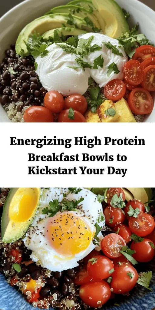 Kickstart your day with these delicious Power-Up High Protein Breakfast Bowls! Packed with quinoa or oats, creamy Greek yogurt, poached or scrambled eggs, and fresh toppings like avocado, cherry tomatoes, and black beans, this breakfast is both nutritious and satisfying. Perfect for a quick morning meal or even meal prep! Season to your taste and add a splash of hot sauce for extra flavor. Enjoy a bowl full of energy!