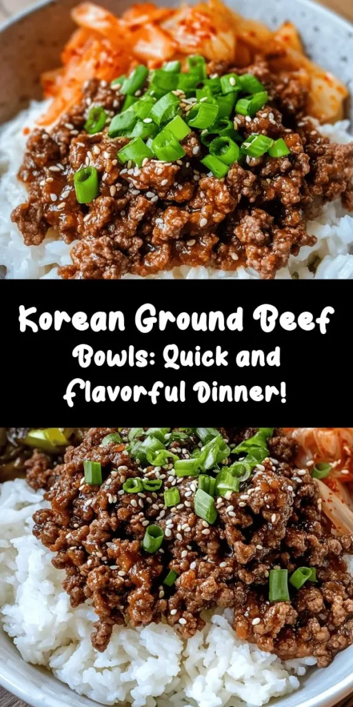 Craving a quick and flavorful meal? Try this Savory Korean Ground Beef Bowl! It's a delightful blend of ground beef, aromatic garlic, and ginger, tossed in a delicious sauce made with soy sauce, sesame oil, and gochujang for a spicy kick. Served over fluffy rice and topped with green onions and sesame seeds, this dish is not only simple but packed with Korean flavors. Perfect for weeknight dinners! Don’t forget to add kimchi for an extra crunch!