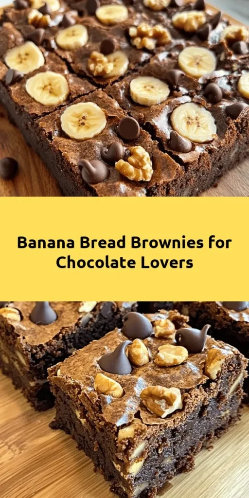 Indulge in the irresistible taste of Banana Bread Brownies! Combining the moistness of banana bread with the rich chocolaty goodness of brownies, these treats are perfect for any occasion. Made with ripe bananas, applesauce, and cocoa powder, they're not just delicious but also a bit healthier. With optional walnuts and melty chocolate chips, each bite is pure bliss. Whip up a batch in just 45 minutes and satisfy your sweet cravings today! 🍌🍫