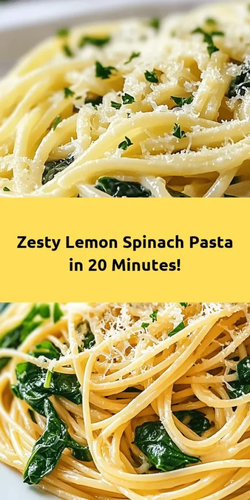 Brighten up your dinner with this Zesty Lemon Spinach Pasta! In just 20 minutes, you can whip up a delicious meal featuring spaghetti or linguine tossed in a vibrant garlic and lemon sauce, fresh spinach, and creamy Parmesan. With the option to add a kick of red pepper flakes, this dish is as customizable as it is easy to make. Perfect for a quick weeknight dinner or a delightful lunch! Get ready to dig into this fresh and flavorful pasta!