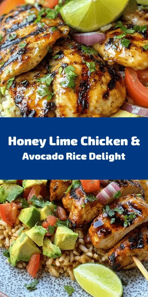Elevate your dinner game with this Honey Lime Chicken & Avocado Rice Stack! Tender grilled chicken marinated in honey, lime, and spices sits atop fluffy rice and a vibrant avocado mixture. Perfect for meal prep or a special occasion, this recipe is not only delicious but also visually stunning. Fresh ingredients and bold flavors combine to create a dish that's sure to impress. Enjoy a burst of flavor with every bite!