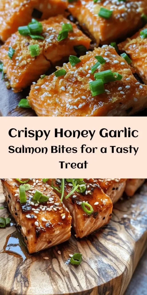 Make dinner exciting with these Crispy Honey Garlic Salmon Bites! In just 25 minutes, you can whip up tender salmon cubes coated in a crunchy batter and glazed in a sticky, flavorful honey garlic sauce. Perfect as an appetizer or a main dish, these bites are garnished with fresh green onions and sesame seeds for an extra pop. Easy to make and deliciously addictive, they're sure to be a hit at your table!