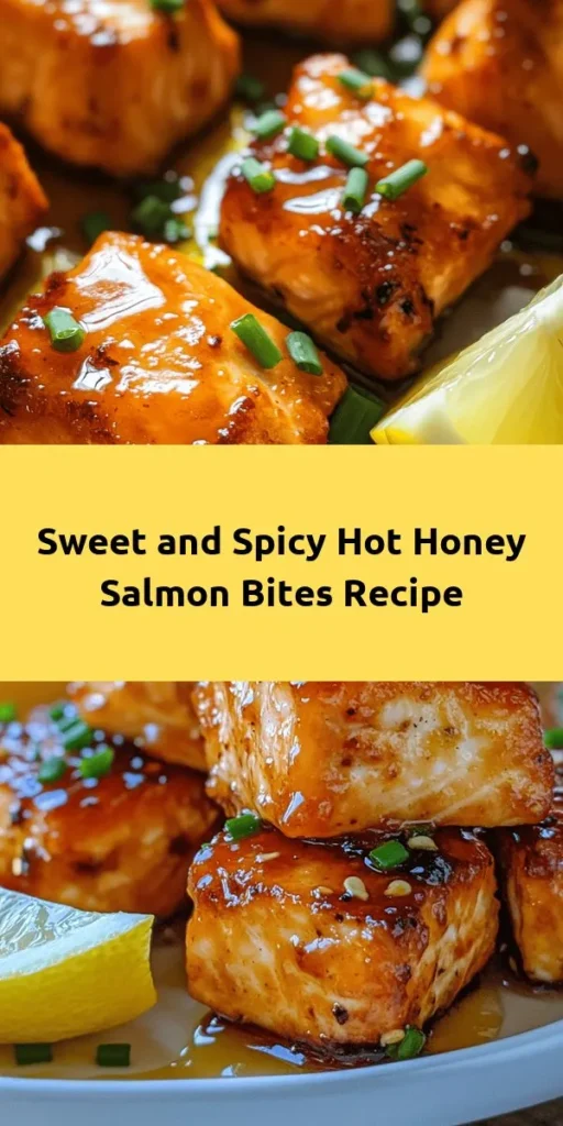 Dive into the perfect balance of flavor with these Sweet and Spicy Hot Honey Salmon Bites! Quick and easy to prepare, this recipe features tender salmon marinated in a delicious blend of hot honey, soy sauce, and spices, then baked to perfection. Garnish with fresh herbs and serve with lemon wedges for a delightful dish that's sure to impress. Ideal for a cozy dinner or a fun appetizer, these bites are a must-try! Enjoy in just 45 minutes.