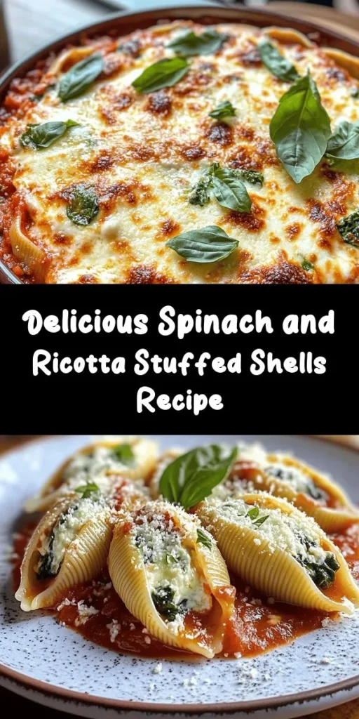 Indulge in a comforting dish with these Easy Spinach and Ricotta Stuffed Shells! Filled with creamy ricotta, fresh spinach, and topped with melted mozzarella, this recipe is perfect for a healthy weeknight dinner. Just prep the shells, create the flavorful filling, and bake in marinara sauce for a delicious meal everyone will love. Garnish with fresh basil for an extra touch! Ready to serve in just an hour! 🥬✨🍽️