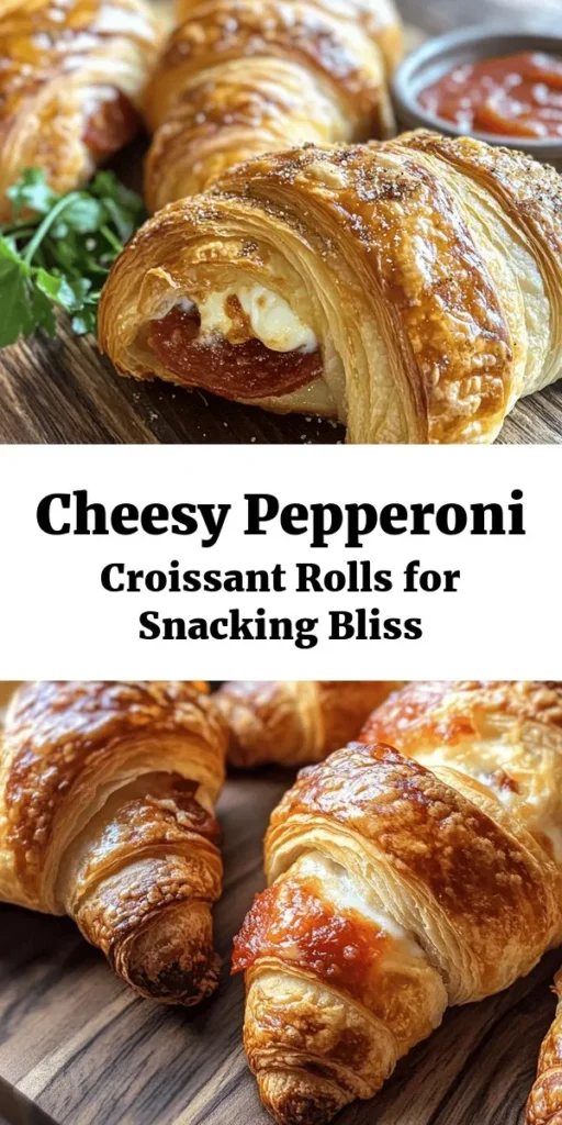 Indulge in the deliciousness of Mozzarella Pepperoni Croissant Rolls! Perfect for a snack, appetizer, or party treat, these easy-to-make rolls are filled with gooey mozzarella and savory pepperoni, all wrapped up in flaky crescent dough. With just a quick bake in the oven, you'll have golden, bubbling croissants ready to serve with warm marinara sauce for dipping. Quick to prepare in just 25 minutes, they’re sure to be a hit at any gathering!