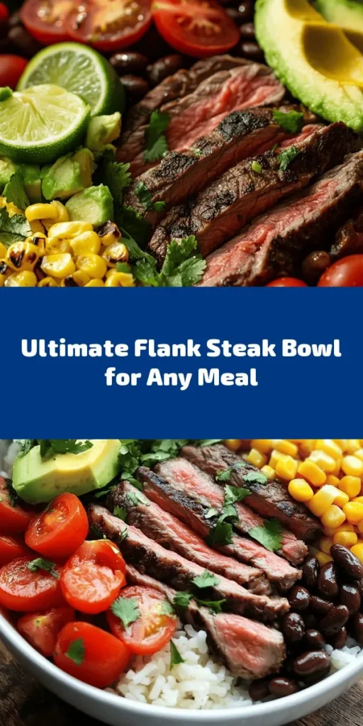 Indulge in the flavors of this Ultimate Steak Bowl, perfect for any occasion! Marinated flank steak is seared to perfection and served over your choice of rice with a vibrant mix of cherry tomatoes, avocado, corn, bell peppers, and black beans. A touch of cilantro and fresh lime juice adds brightness. Customize with your favorite toppings for an extra kick. Quick to prepare and sure to impress, enjoy this delicious meal any day of the week!