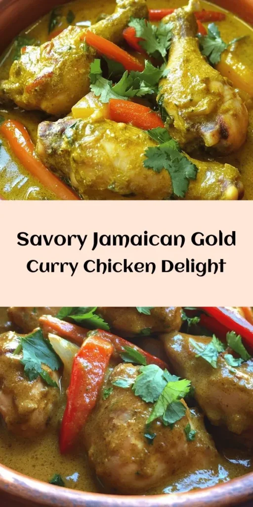 Discover the vibrant flavors of Jamaica with this Gold Curry Chicken recipe! This dish combines tender marinated chicken with aromatic spices, fresh vegetables, and creamy coconut milk for a satisfying meal. Perfect for sharing, it's easy to prepare and can be enjoyed over rice or festival dumplings. Get ready for a culinary adventure that brings a taste of the Caribbean to your kitchen. Enjoy the warmth and spice in every delicious bite!