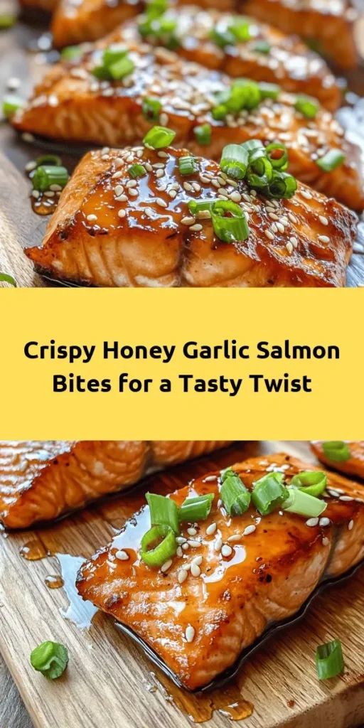 Satisfy your cravings with these Crispy Honey Garlic Salmon Bites! This quick and delicious recipe features tender salmon coated in a light, crispy batter and tossed in a sweet and savory honey garlic sauce. Perfect as an appetizer or a main dish, these bites are easy to make and full of flavor. Ready in just 25 minutes, they make a fantastic addition to any meal. Garnish with green onions and sesame seeds for extra flair. Give this a try and enjoy a taste sensation!