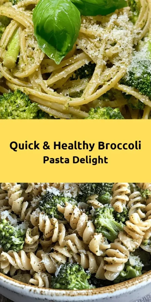 Discover a quick and nutritious dish with this Easy Healthy Broccoli Pasta! In just 20 minutes, you can whip up a delicious meal featuring whole wheat pasta, fresh broccoli, and a hint of garlic and red pepper flakes. Tossed in a light vegetable broth and finished with lemon juice, it’s a perfect comfort food option. Optionally sprinkle with Parmesan and garnish with fresh herbs for an extra touch. Perfect for busy weeknights!