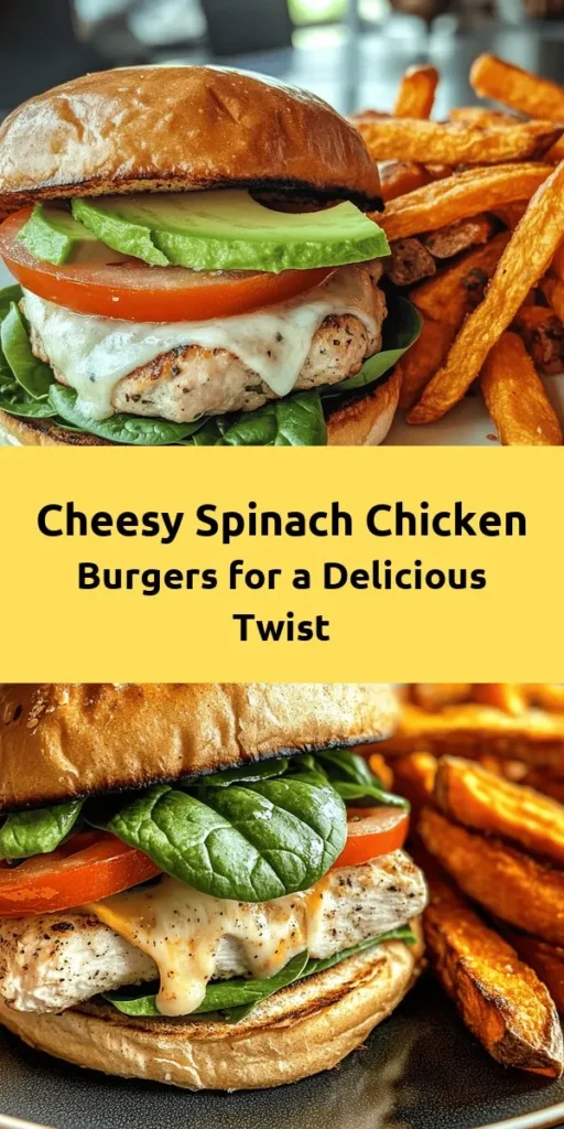 Elevate your burger night with these delicious White Cheddar and Spinach Chicken Burgers! Made with lean ground chicken, fresh spinach, and rich white cheddar, these juicy patties are full of flavor. They're quick to prepare, taking only 30 minutes from start to finish, making them perfect for busy weeknights. Top them off with your favorite toppings like sliced tomatoes or avocado for a tasty twist. Pair with sweet potato fries or a salad for a complete meal. Your family will love this nutritious and yummy twist on the classic burger!