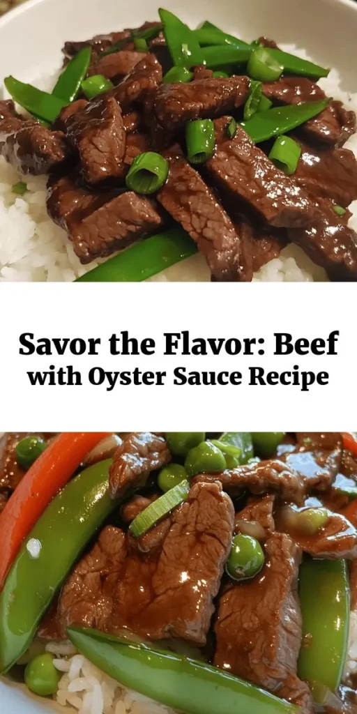 Savor the delicious flavors of this Savory Beef with Oyster Sauce Delight! This quick and easy recipe features tender beef sirloin marinated in a flavorful blend of oyster and soy sauce. Stir-fried with fresh veggies like bell peppers and snap peas, and finished with a touch of sesame oil, it’s perfect served over rice or noodles. With just 30 minutes of cooking time, this dish is ideal for busy weeknights or a delightful family dinner. Enjoy!