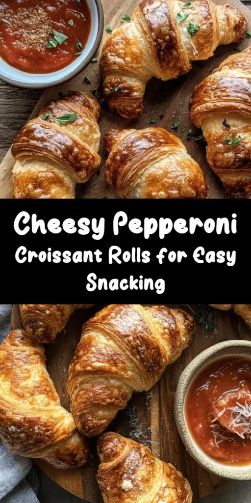 Indulge in the irresistible flavors of Mozzarella Pepperoni Croissant Rolls! These delightful bites combine flaky crescent dough, gooey mozzarella, zesty pepperoni, and a sprinkle of Parmesan, Italian seasoning, and garlic for an extra kick. Perfect as a snack or appetizer, they're quick to prepare and bake in just 10-12 minutes. Serve warm with marinara sauce for dipping and enjoy a deliciously cheesy treat any time! Great for parties or cozy nights in.