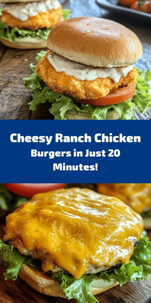 Get ready for a flavor explosion with these Cheesy Ranch Bliss Chicken Burgers! Made with juicy ground chicken, zesty ranch dressing, and melty cheddar, these burgers are perfect for a quick and delicious dinner. In just 20 minutes, you’ll have mouthwatering patties that are easy to whip up. Serve them on toasted buns with your favorite toppings for a fun and satisfying meal the whole family will love. Perfect for BBQs or a weeknight treat!