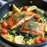If you're on the hunt for a quick, nutritious meal that doesn't compromise on flavor, look no further than One Skillet Salmon with Lemon Orzo. This vibrant dish combines succulent salmon fillets with zesty lemon-infused orzo pasta, creating a delightful dining experience that is both healthy and satisfying. The beauty of this recipe lies not just in its taste, but also in its simplicity; it all comes together in a single skillet. This means less mess in the kitchen and more time to savor your meal.
