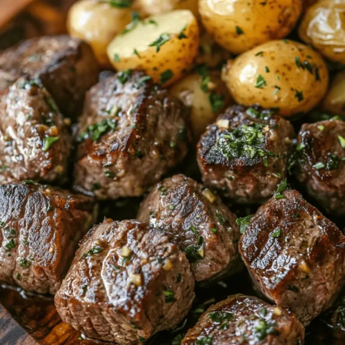 If you’re looking for a dish that combines hearty flavors with a quick preparation time, look no further than Garlic Butter Steak Bites & Potatoes. This delectable meal is more than just a comfort food; it’s a culinary experience that brings together tender steak bites infused with the rich, aromatic essence of garlic and butter, paired perfectly with crispy baby potatoes. Whether you’re cooking for your family after a long day at work or entertaining guests for a weekend gathering, this dish is versatile enough to suit any occasion.
