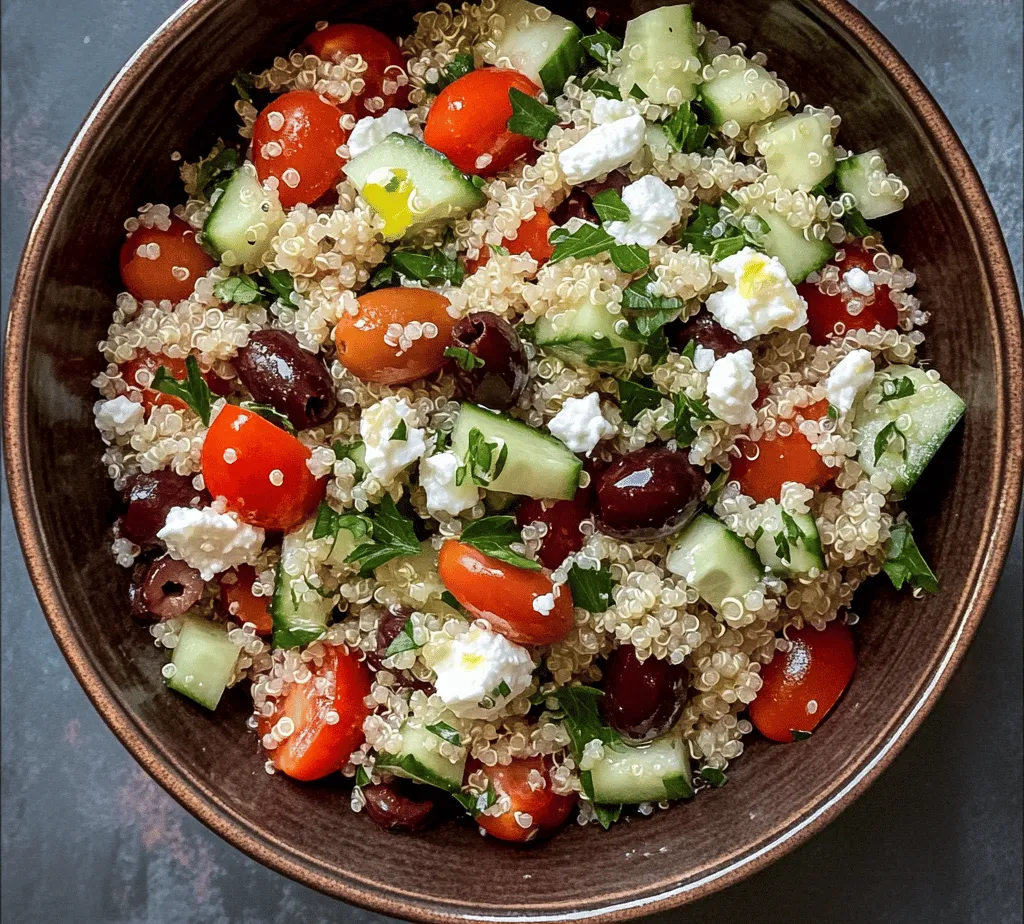 Let’s dive into our first recipe: the Mediterranean Quinoa Salad. This dish is a true celebration of vibrant Mediterranean flavors, combining wholesome ingredients that are rich in nutrients and bursting with freshness. Quinoa, often touted as a superfood, serves as the base for this salad. It is a complete protein, containing all nine essential amino acids, making it an excellent choice for vegetarians and health-conscious eaters alike.