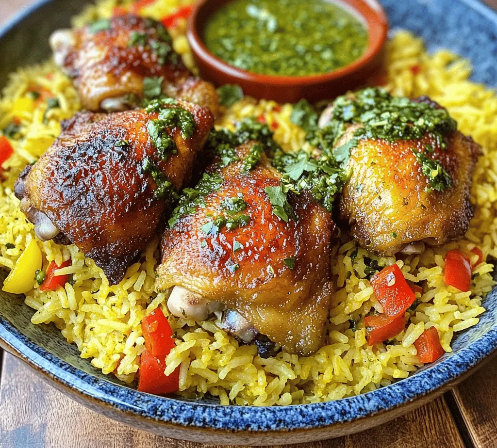 Peruvian cuisine is a vibrant tapestry of flavors, colors, and textures, influenced by a rich historical backdrop that marries indigenous ingredients with Spanish, African, and Asian culinary traditions. Celebrated for its unique combinations and fresh ingredients, Peruvian dishes often feature a delightful balance of spices and herbs that awaken the palate. One dish that stands out in this gastronomic landscape is <strong>Peruvian Chicken & Rice with Green Sauce</strong>, a meal that encapsulates the essence of Peru’s culinary heritage while offering a delicious, comforting experience.” /></p>
</p>
<h3>The Role of Turmeric in Color and Flavor Enhancement</h3>
</p>
<p>Turmeric is more than just a vibrant yellow spice; it plays a crucial role in enhancing both the color and flavor of your Peruvian chicken and rice dish. This spice, renowned for its earthy and slightly bitter taste, adds a depth of flavor that complements the other ingredients beautifully. The color it imparts is also significant, providing a warm, inviting hue that makes the dish visually appealing. When using turmeric, it’s important to be mindful of the quantity; a little goes a long way. Just a teaspoon can elevate the overall presentation and flavor profile of your meal, making it more enticing for your guests.</p>
</p>
<h3>Tips on Achieving Perfectly Cooked Rice</h3>
</p>
<p>Cooking rice to perfection is essential for this dish, as the rice serves as a base that absorbs the flavors of the chicken and green sauce. Here are some key tips to ensure your rice turns out fluffy and flavorful:</p>
</p>
<p>1. <strong>Temperature</strong>: Start by bringing the water to a rolling boil before adding the rice. This initial high heat helps to seal in moisture and enhances the cooking process.</p>
</p>
<p>2. <strong>Timing</strong>: For white rice, the general rule is to cook it for about 18-20 minutes. If you’re using brown rice, increase the cooking time to approximately 40-45 minutes. Always check the package instructions for specific timing as it can vary based on the type of rice.</p>
</p>
<p>3. <strong>Resting Period</strong>: After the rice has finished cooking, let it sit covered for an additional 5-10 minutes. This resting period allows the steam to continue cooking the rice gently, resulting in a fluffier texture. Fluff the rice with a fork before serving to separate the grains.</p>
</p>
<h3>Cooking the Chicken</h3>
</p>
<h4>Instructions on Baking Chicken Thighs to Achieve a Crispy Skin</h4>
</p>
<p>For the chicken thighs, achieving crispy skin is essential for texture and flavor. Here’s how to bake them perfectly:</p>
</p>
<p>1. Preheat your oven to 425°F (220°C). A high temperature is crucial for achieving that desirable crispy exterior.</p>
</p>
<p>2. Pat the chicken thighs dry with paper towels. Removing moisture is key for crispiness.</p>
</p>
<p>3. Season the thighs generously with salt, pepper, and your choice of spices, including turmeric for added color and flavor. You may also want to rub a bit of olive oil on the skin to help it crisp up during baking.</p>
</p>
<p>4. Place the chicken thighs skin-side up on a baking tray lined with parchment paper or a lightly greased baking dish. This ensures even cooking and easy cleanup.</p>
</p>
<p>5. Bake in the preheated oven for about 35-40 minutes or until the skin is golden brown and crispy.</p>
</p>
<h4>Importance of Monitoring Internal Temperature for Safety and Quality</h4>
</p>
<p>To ensure that the chicken is cooked safely while retaining its juiciness, it’s essential to monitor the internal temperature. Use a meat thermometer to check that the thickest part of the thigh reaches an internal temperature of 165°F (75°C). This step not only guarantees food safety but also helps you avoid overcooking, which can lead to dry meat.</p>
</p>
<h4>Broiling Technique: When and Why to Use It for Added Texture</h4>
</p>
<p>If you want an extra layer of crispness on your chicken skin, consider using the broiler for the last few minutes of cooking. After baking, switch your oven to broil and place the chicken under the broiler for 2-3 minutes. Watch closely to avoid burning, as broiling can cook food quickly. This technique caramelizes the skin further, adding a delightful crunch that enhances the overall eating experience.</p>
</p>
<h3>Creating the Green Sauce</h3>
</p>
<h4>Step-by-Step Guide for Making the Green Sauce in a Food Processor</h4>
</p>
<p>The green sauce is a standout feature of this dish, offering a refreshing kick that balances the richness of the chicken and rice. Here’s how to make it:</p>
</p>
<p>1. <strong>Ingredients</strong>: Gather your ingredients: fresh cilantro, jalapeños (seeds removed for less heat), garlic, lime juice, mayonnaise, and honey.</p>
</p>
<p>2. <strong>Preparation</strong>: In a food processor, combine a generous handful of cilantro, 1-2 jalapeños (adjust based on your heat preference), 2-3 cloves of garlic, and the juice of one lime.</p>
</p>
<p>3. <strong>Blending</strong>: Pulse the mixture until finely chopped. Then, add about half a cup of mayonnaise and 1-2 tablespoons of honey. Blend until smooth and creamy.</p>
</p>
<p>4. <strong>Adjusting Flavor</strong>: Taste your sauce and adjust as necessary. If you prefer more heat, add another jalapeño. For a sweeter flavor, increase the honey. You can also substitute Greek yogurt for mayonnaise for a lighter version.</p>
</p>
<h4>Discussing the Flavor Profile: Balancing Heat from Jalapeños with Creaminess of Mayonnaise and Sweetness of Honey</h4>
</p>
<p>The interplay of flavors in the green sauce is what makes it truly special. The heat from the jalapeños is balanced by the creaminess of the mayonnaise, creating a rich texture that coats the chicken and rice beautifully. The addition of honey introduces a subtle sweetness that rounds out the flavors, making every bite a delightful experience. This contrast not only enhances the dish but also satisfies various palates, ensuring that everyone at the table enjoys it.</p>
</p>
<h4>Variations for the Sauce: Adjusting Heat Levels and Alternative Ingredients</h4>
</p>
<p>Feel free to experiment with the green sauce to suit your taste preferences. If you prefer a milder sauce, opt for green bell peppers instead of jalapeños or simply reduce the quantity. For those who enjoy a zesty twist, consider adding a small amount of avocado to the mix for added creaminess and flavor. You can also incorporate different herbs like parsley or mint for a unique variation.</p>
</p>
<h3>Serving Suggestions</h3>
</p>
<h4>Presentation Ideas for the Dish to Enhance Visual Appeal</h4>
</p>
<p>When serving your Peruvian chicken and rice, presentation matters. Use a large platter to arrange the rice in the center and place the chicken thighs on top, skin-side up. Drizzle the green sauce generously over the chicken, allowing it to cascade down the sides. Garnish with additional cilantro or lime wedges for a pop of color. This rustic yet appealing presentation is sure to impress your guests and make the dish look as delightful as it tastes.</p>
</p>
<h4>Recommended Pairings: Side Dishes and Beverages That Complement the Meal</h4>
</p>
<p>To round out your meal, consider serving a refreshing side salad, such as a simple cucumber and tomato salad dressed with lime juice and olive oil. Additionally, fried plantains or a side of savory Peruvian corn can add a delightful contrast in texture and flavor. As for beverages, a chilled glass of pisco sour or a light lager complements the vibrant flavors of the dish.</p>
</p>
<h4>Cultural Significance of Serving This Dish in Peruvian Gatherings</h4>
</p>
<p>In Peru, chicken and rice is a beloved comfort food often served during family gatherings and celebrations. This dish embodies the spirit of togetherness and hospitality, making it a staple at festive occasions. Sharing this meal with loved ones not only nourishes the body but also strengthens bonds, reflecting the rich culinary traditions of Peru.</p>
</p>
<h3>Nutritional Information</h3>
</p>
<h4>Overview of the Nutritional Benefits of the Ingredients Used</h4>
</p>
<p>This Peruvian chicken and rice dish is not only delicious but also packed with nutritional benefits. The chicken thighs provide a good source of protein and essential vitamins, while the turmeric offers anti-inflammatory properties. The rice serves as a great source of carbohydrates, providing energy, and the green sauce, rich in fresh herbs, contributes vitamins and antioxidants that support overall health.</p>
</p>
<h4>Discussion on Balancing Flavors and Healthiness of the Dish</h4>
</p>
<p>The balance of flavors in this dish—richness from the chicken, brightness from the green sauce, and heartiness from the rice—creates a satisfying meal without compromising health. By incorporating fresh vegetables and herbs, you can enjoy a flavorful experience while also nourishing your body. This dish exemplifies how cooking can be both an indulgence and a wholesome choice.</p>
</p>
<h3>Conclusion</h3>
</p>
<p>The Peruvian chicken and rice with green sauce is a culinary journey that invites you to explore the vibrant flavors of Peruvian cuisine. This dish not only showcases the delightful interplay of spices, herbs, and textures but also highlights the joy of cooking and sharing meals with loved ones. By preparing this recipe at home, you embrace the rich traditions of Peru while creating lasting memories around the dinner table.</p>
</p>
<p>As you dive deeper into the world of Peruvian cuisine, consider exploring other recipes that celebrate these flavors and techniques. Whether it’s a classic ceviche, hearty lomo saltado, or a sweet tres leches cake, each dish offers a unique taste of Peru’s culinary heritage. So gather your ingredients, invite family and friends, and embark on this flavorful adventure together!</p>
<div id=