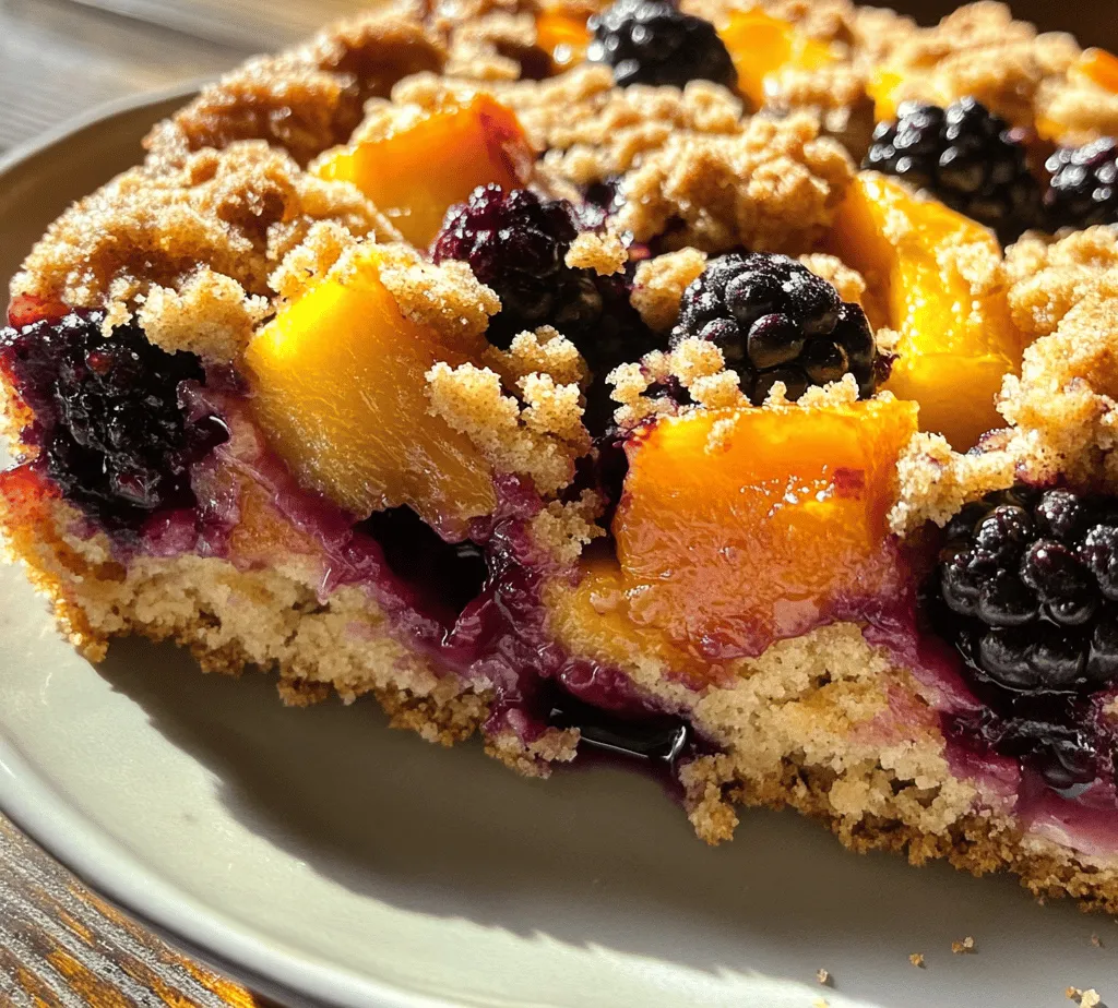If you're on the lookout for a baked delight that perfectly balances sweetness, richness, and seasonal flavors, look no further than Peach Blackberry Coffee Cake. This charming dessert offers a delightful fusion of juicy peaches and tart blackberries, creating a cake that is as pleasing to the palate as it is to the eyes. The soft, moist crumb of the cake serves as the ideal backdrop for the sweet and tangy fruit, making it a perfect treat for breakfast, brunch, or even as an afternoon snack alongside your favorite cup of coffee.