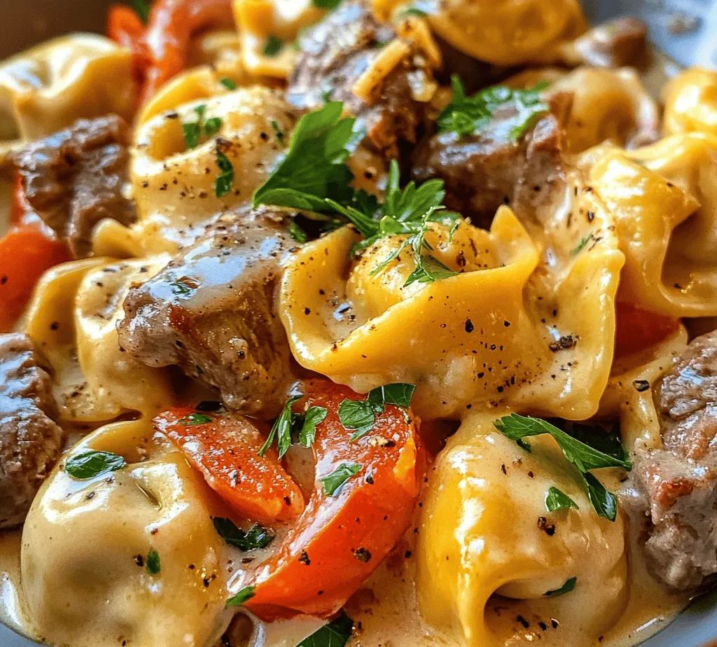 Get ready to take your taste buds on a culinary adventure with a delightful fusion of Italian and American cuisines: Cheesesteak Tortellini in Rich Provolone Sauce. This dish is a hearty, satisfying blend that marries the comforting essence of cheese tortellini with the savory goodness of classic cheesesteak ingredients. Imagine tender cheese-filled tortellini enveloped in a creamy, rich provolone sauce, perfectly complemented by succulent beef steak and vibrant vegetables.