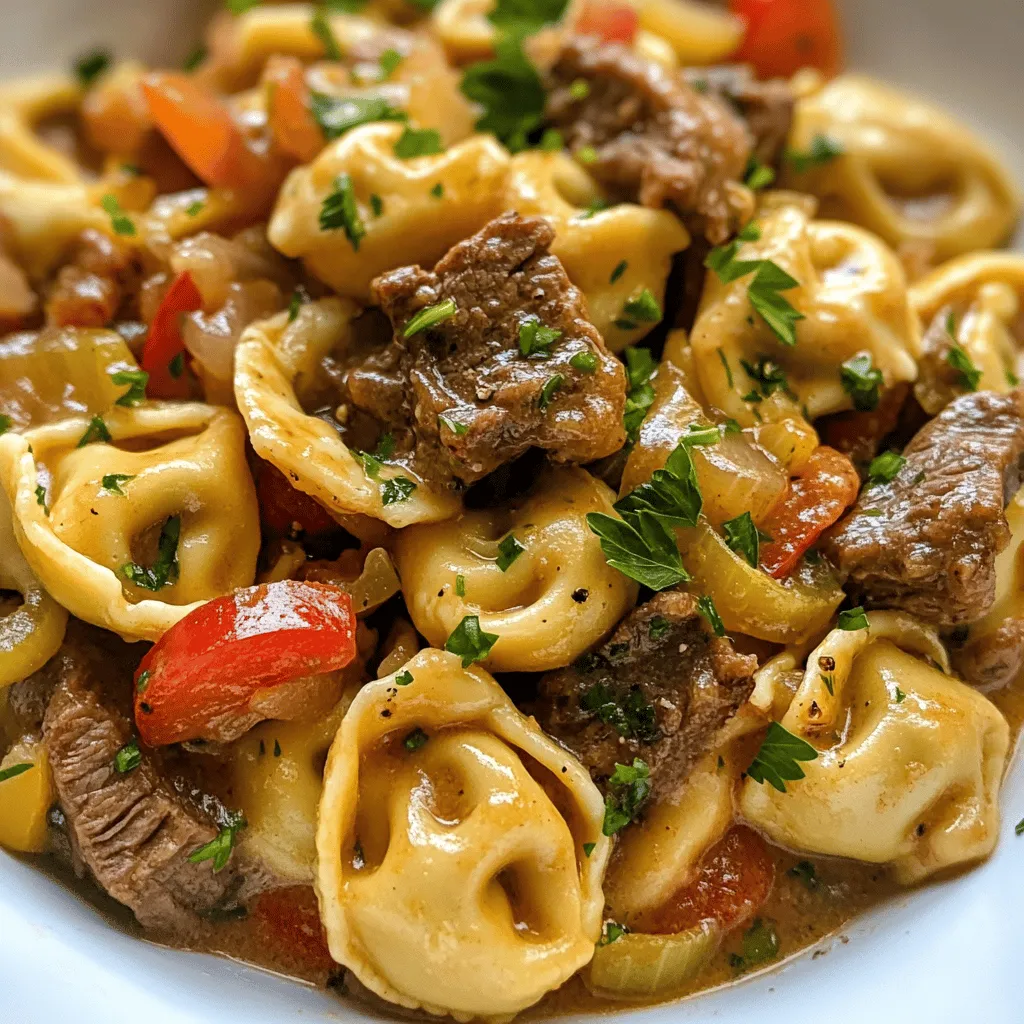 Get ready to take your taste buds on a culinary adventure with a delightful fusion of Italian and American cuisines: Cheesesteak Tortellini in Rich Provolone Sauce. This dish is a hearty, satisfying blend that marries the comforting essence of cheese tortellini with the savory goodness of classic cheesesteak ingredients. Imagine tender cheese-filled tortellini enveloped in a creamy, rich provolone sauce, perfectly complemented by succulent beef steak and vibrant vegetables.