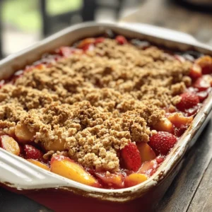 There's something undeniably comforting about a warm dessert that combines the sweetness of fresh fruit with a crunchy topping. Enter the Strawberry Peach Crisp—a delightful blend of juicy strawberries and ripe peaches, baked to perfection under a golden, crumbly crust. This dish not only tantalizes your taste buds but also celebrates the beauty of seasonal ingredients, making it a perfect choice for summer gatherings or cozy evenings at home.