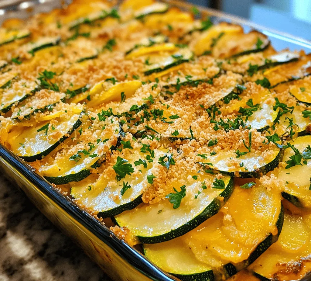 At the heart of the Zucchini and Squash Casserole Delight are the vibrant and versatile vegetables: zucchini and yellow squash. These summer squashes are not only visually appealing but also pack a nutritional punch. Zucchini is low in calories and high in vitamins A and C, along with potassium and antioxidants that support various bodily functions. Yellow squash complements this with its slightly sweet flavor and is rich in fiber, which promotes digestive health.