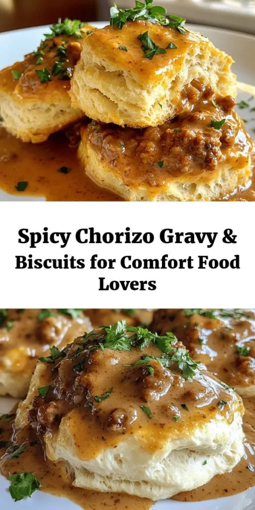 Spice up your breakfast with this delicious Southern comfort dish of Biscuits and Chorizo Gravy! This recipe features soft, flaky biscuits topped with a creamy, spicy chorizo gravy that will make your taste buds dance. Made with simple ingredients like flour, buttermilk, and flavorful chorizo, this dish is perfect for a cozy weekend brunch or any day you want to indulge. Easy to follow and ready in just 45 minutes, it’s a hearty meal that everyone will love!