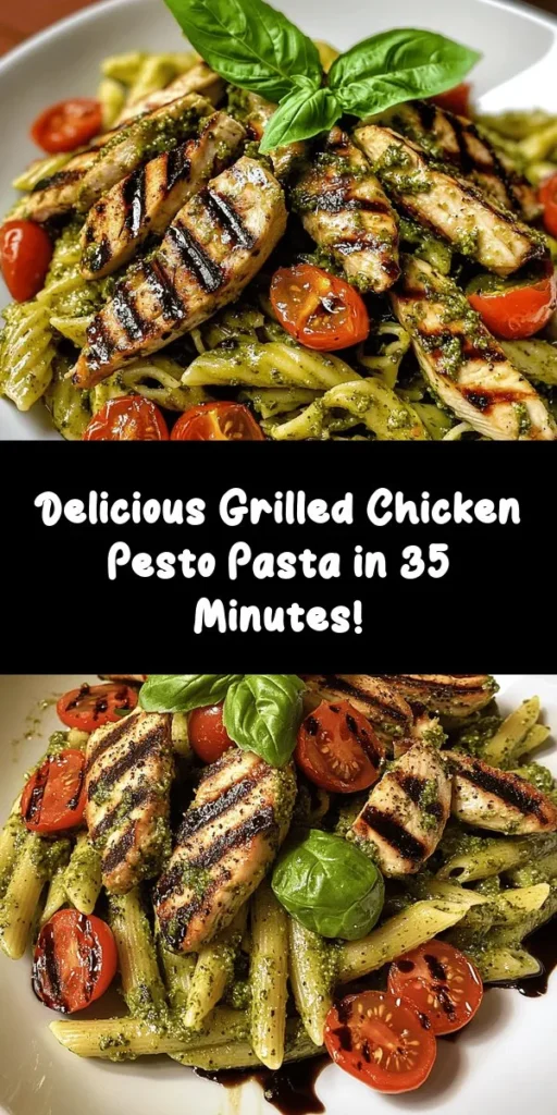 Delight your taste buds with this Grilled Chicken Pesto Pasta recipe! Made with al dente pasta and a fresh, homemade basil pesto, it’s a perfect dish for any occasion. Juicy grilled chicken complements the vibrant flavors, while cherry tomatoes and basil add a refreshing touch. In just 35 minutes, you’ll have a delicious meal that’s both simple to make and impressive to serve. Try it today for a burst of flavor!