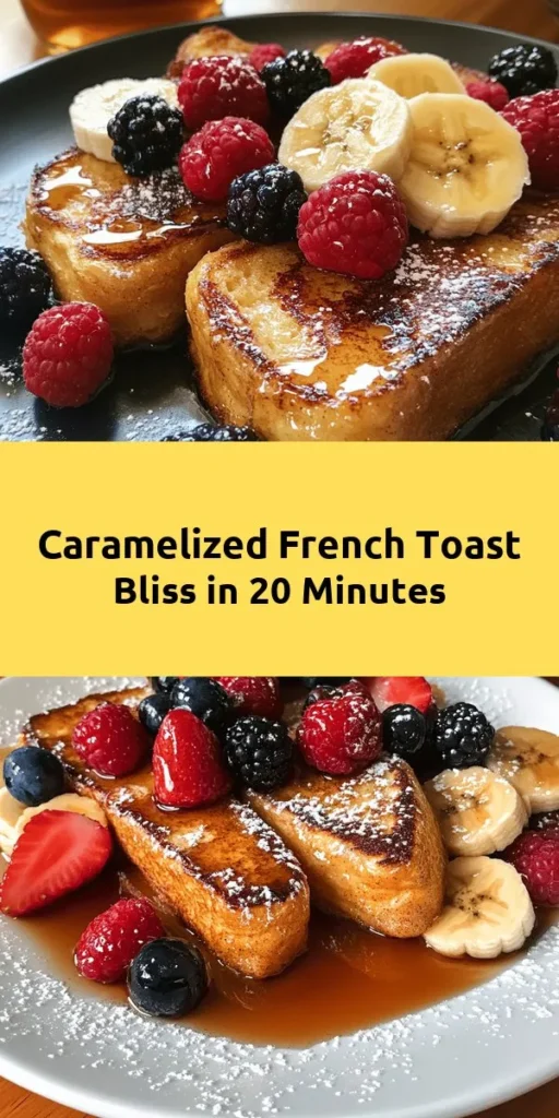 Indulge in a breakfast classic with this Caramelized Delight French Toast! Made with thick-cut brioche or challah, it's dipped in a creamy egg mixture and cooked to golden perfection. Caramelization adds a sweet twist, making each bite irresistibly delicious. Top it off with fresh fruit and a drizzle of maple syrup for the ultimate treat. Perfect for a cozy weekend morning or any special occasion. Enjoy a delightful start to your day!