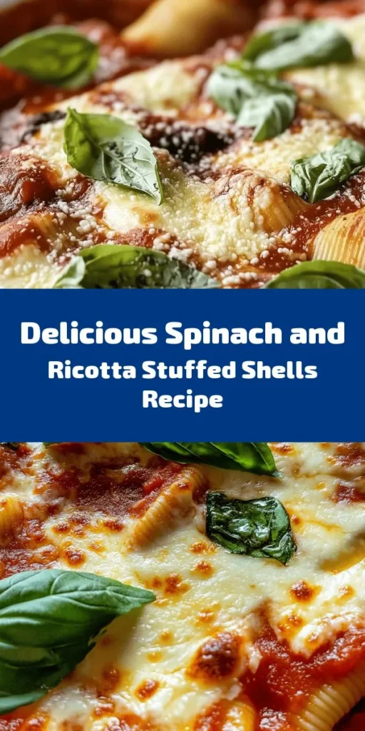 Elevate your dinner with these Easy Spinach and Ricotta Stuffed Shells! This delightful dish combines jumbo pasta shells filled with a creamy ricotta and fresh spinach mix, topped with marinara sauce and gooey mozzarella. Perfect for a cozy family meal or entertaining guests, it’s not only delicious but also easy to prepare. Serve with fresh basil for a burst of flavor. Get ready to impress with this comforting recipe that everyone will love!