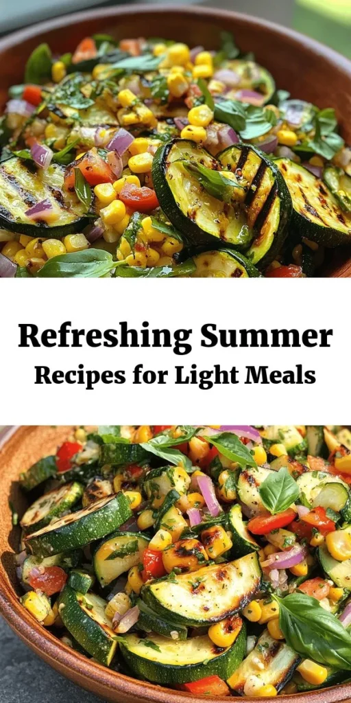 Get ready for the ultimate summer feast with these fresh and light recipes! Delight in a Grilled Zucchini & Corn Salad that's bursting with flavor, enjoy a Mediterranean Chickpea Pasta that's both nutritious and satisfying, or wow your guests with Watermelon & Feta Skewers drizzled in balsamic glaze. Try the Shrimp & Avocado Ceviche for a refreshing bite or indulge in Caprese Stuffed Portobello Mushrooms for a savory treat. Perfect for warm days!