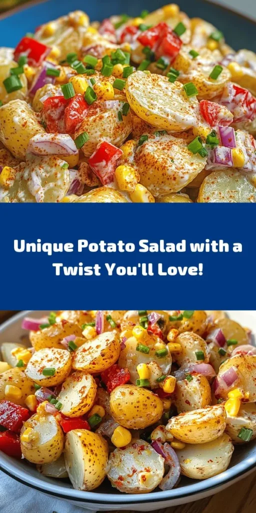 Elevate your potluck game with this refreshing twist on potato salad! This recipe features creamy Greek yogurt, zesty Dijon mustard, and a hint of sweetness from honey, all blending perfectly with tender Yukon gold potatoes. Add roasted red peppers, crisp corn, and fresh dill for a vibrant finish. Optional crispy bacon bits bring extra crunch! Chill to let the flavors meld and garnish with fresh chives. Perfect for any gathering! #PotatoSalad #HealthyRecipes