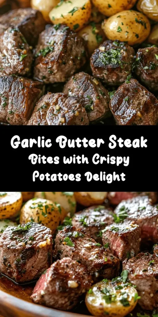 Savor the deliciousness of Garlic Butter Steak Bites and Potatoes, a quick and savory dish ready in just 30 minutes! Tender sirloin steak cubes are seared to perfection and tossed with buttery garlic, fresh herbs, and halved baby potatoes. Perfect for weeknight dinners or special occasions, this flavorful recipe is sure to impress your family and friends. Don't forget to garnish with fresh parsley for a pop of color! Enjoy this mouthwatering meal that will leave everyone asking for seconds.